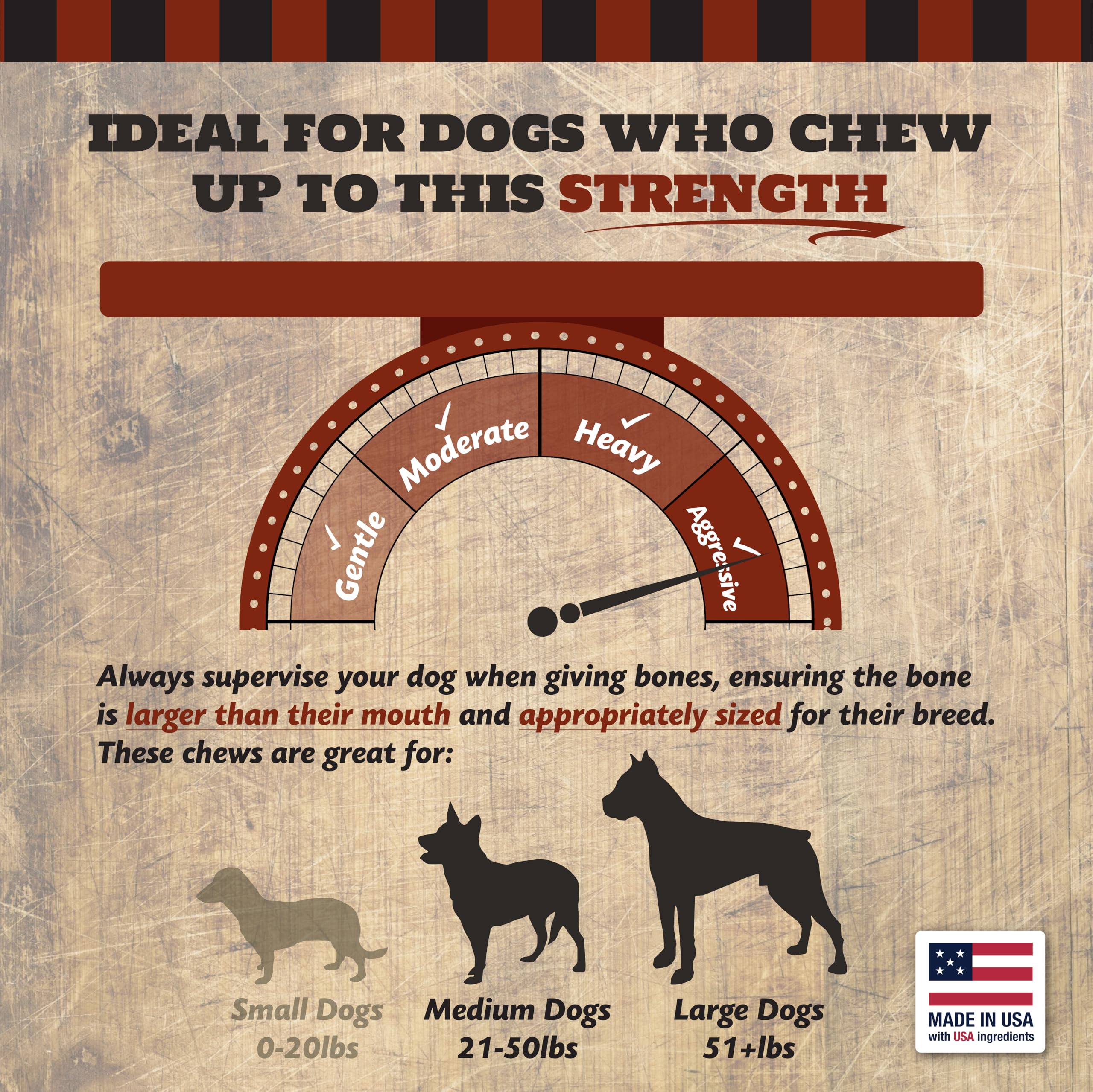 THE COUNTRY BUTCHER Beef Shank Dog Bonesfor Aggressive Chewers, Large Breed Dog Treat, Natural, Tough, Chew Toy, Made in The USA