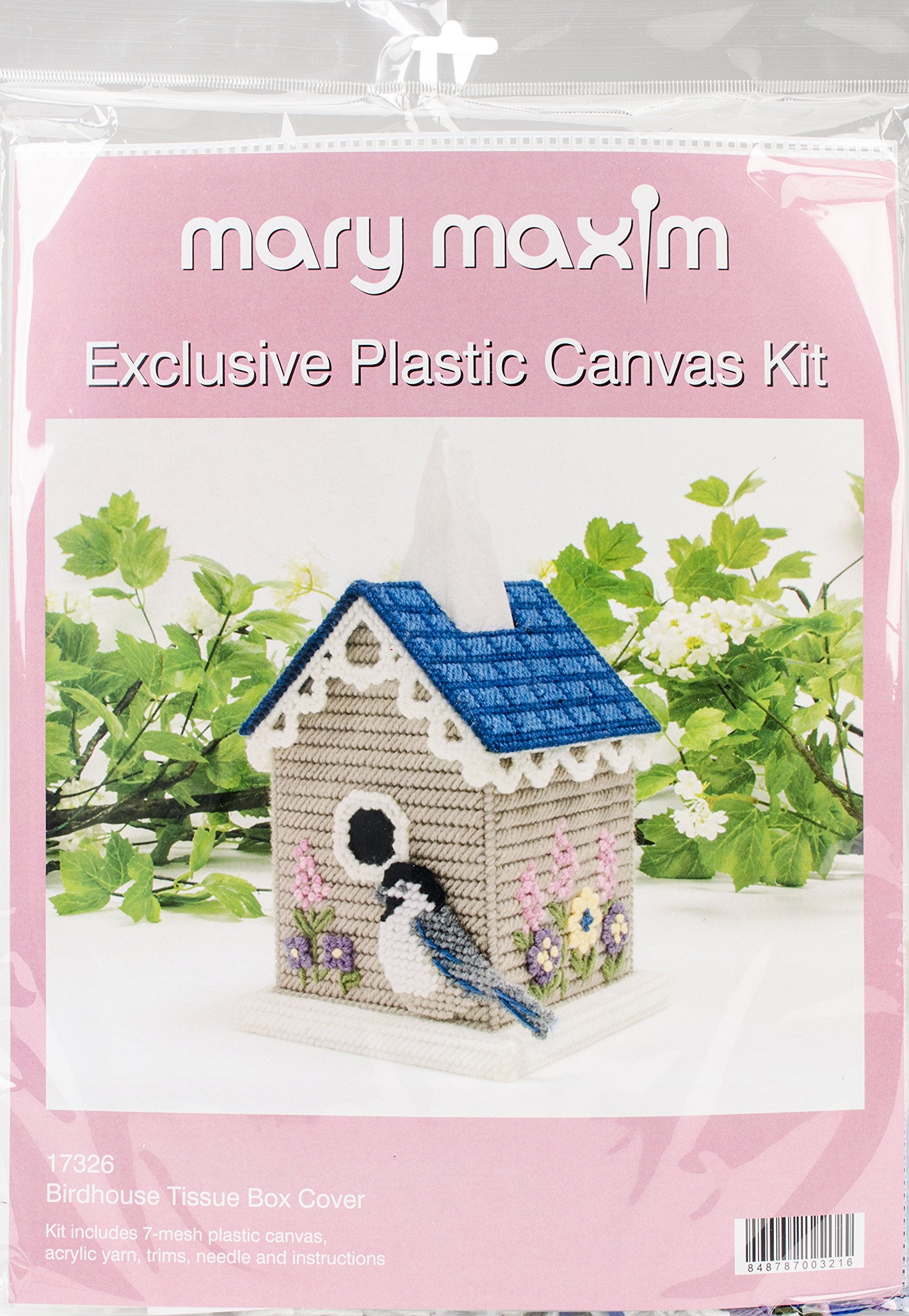 Mary Maxim Birdhouse Plastic Canvas Tissue Box Kit, 5, Multicolor