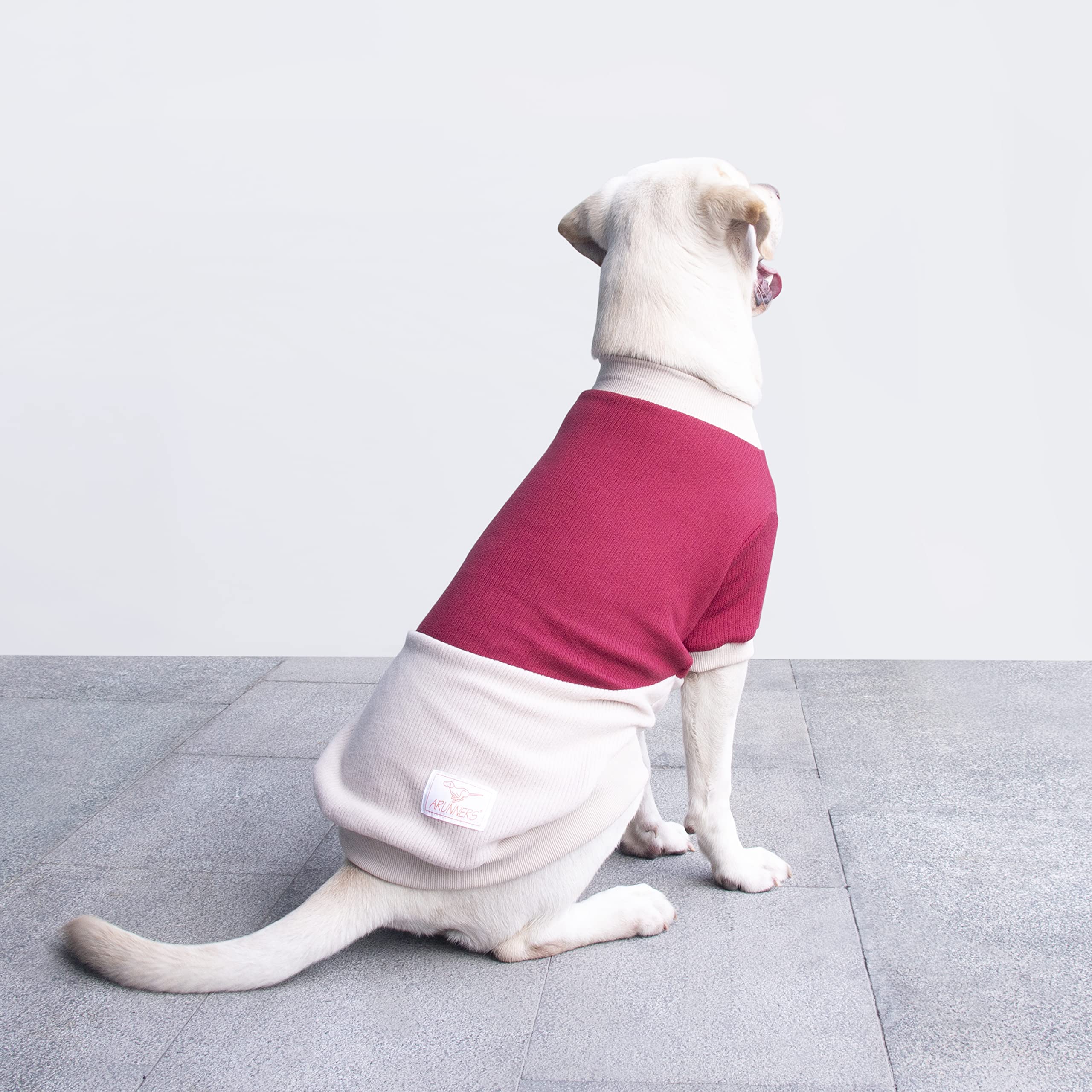Arunners Extra Large Dog Sweaters Warm Clothes Pullover Sweatshirts For Labrador Rottweiler Great Dane, Dark Red Beige, 7X-Large