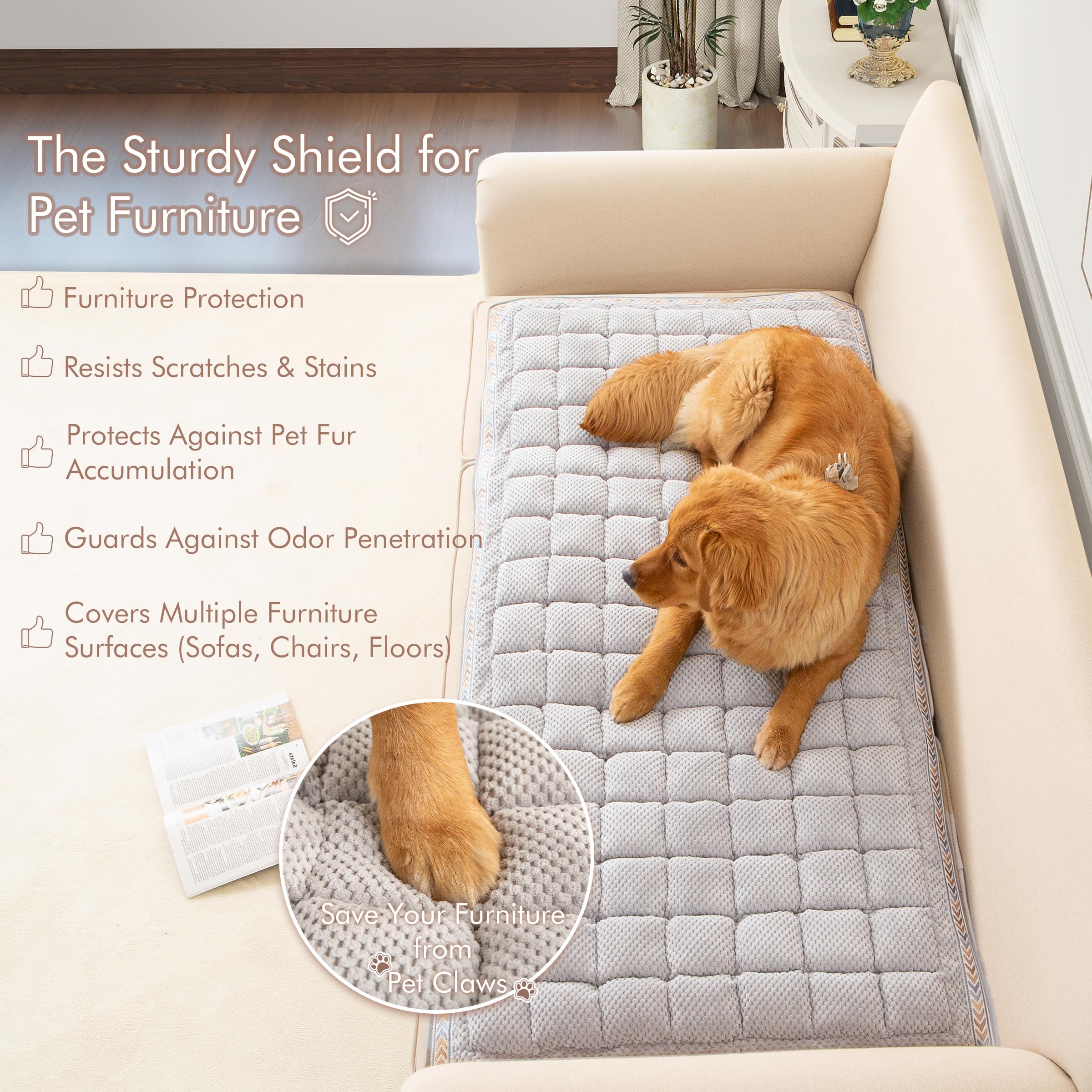 Nestlymoly Couch Cover For Dogs Washable, Sofa Covers For 3 Cushion Couch Sofa Pet Friendly, Plush Couch Bed Furniture Protector