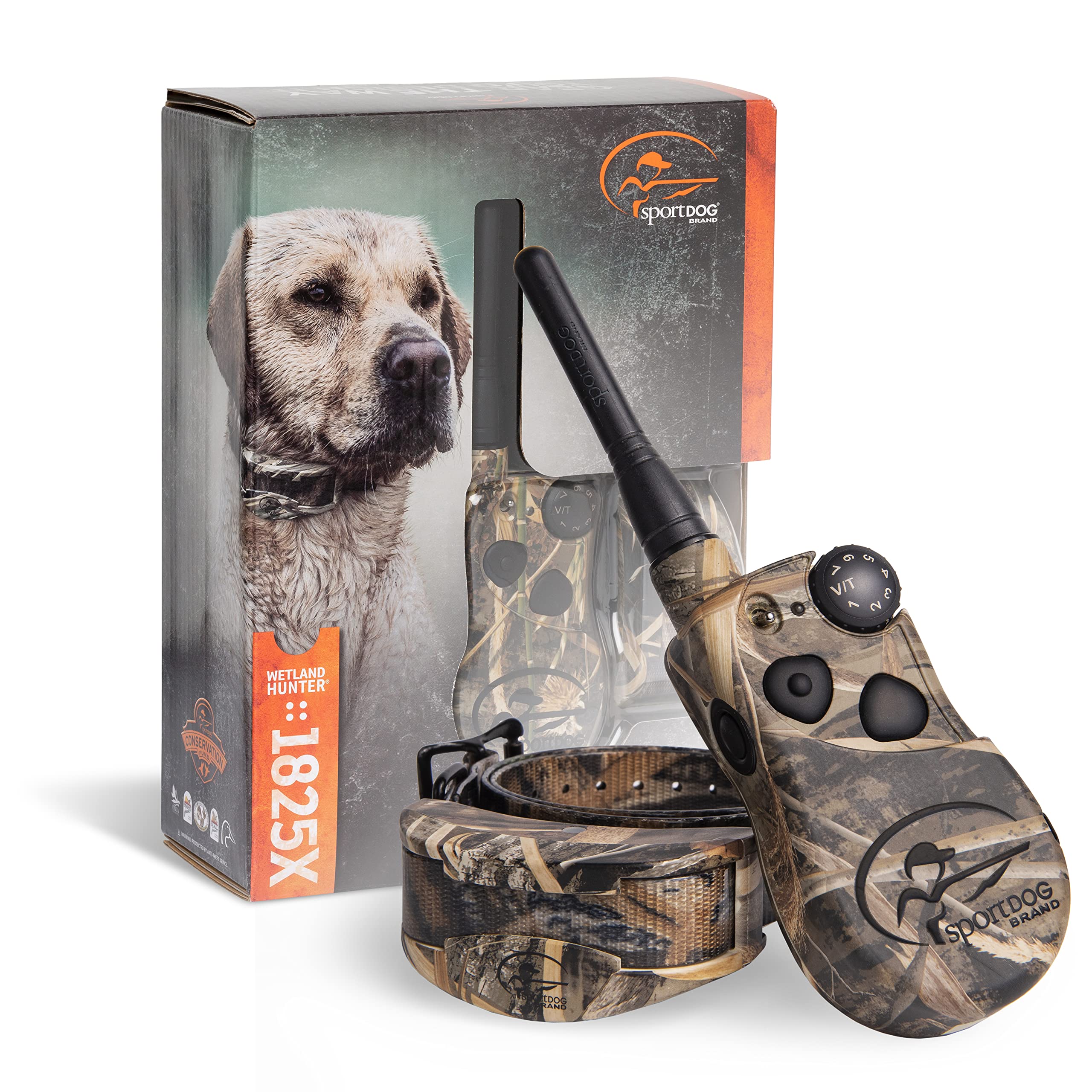 Sportdog Brand Wetlandhunter 1825X Camouflage Remote Trainer - Rechargeable Dog Training Collar With Static, Vibrate, And Tone -