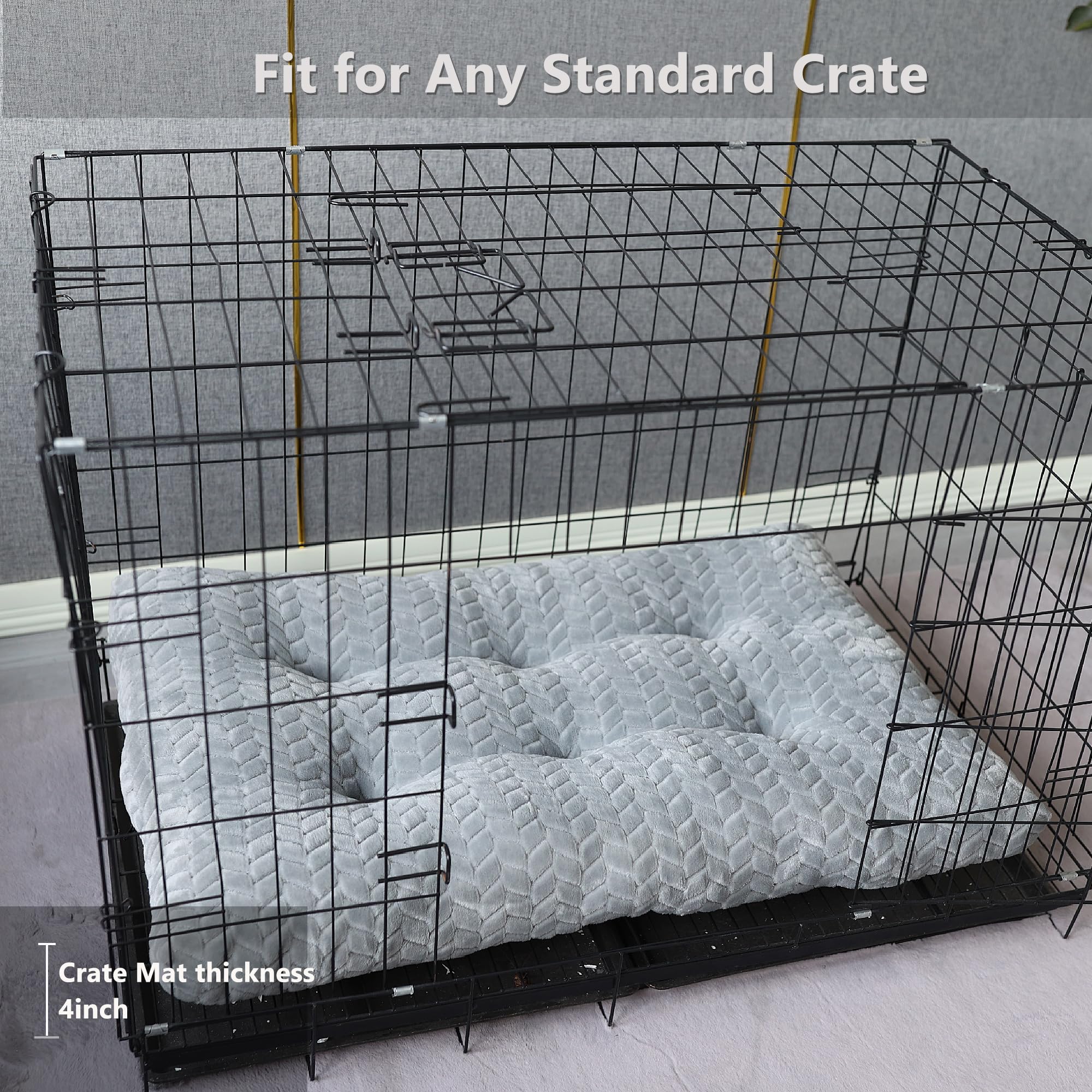 Dog Bed For Large Dogs Crate Pad Washable 36Inch Kennel Bed For Cages With Anti-Slip Soft And Fluffy Comfy Sleeping Cushion Mats