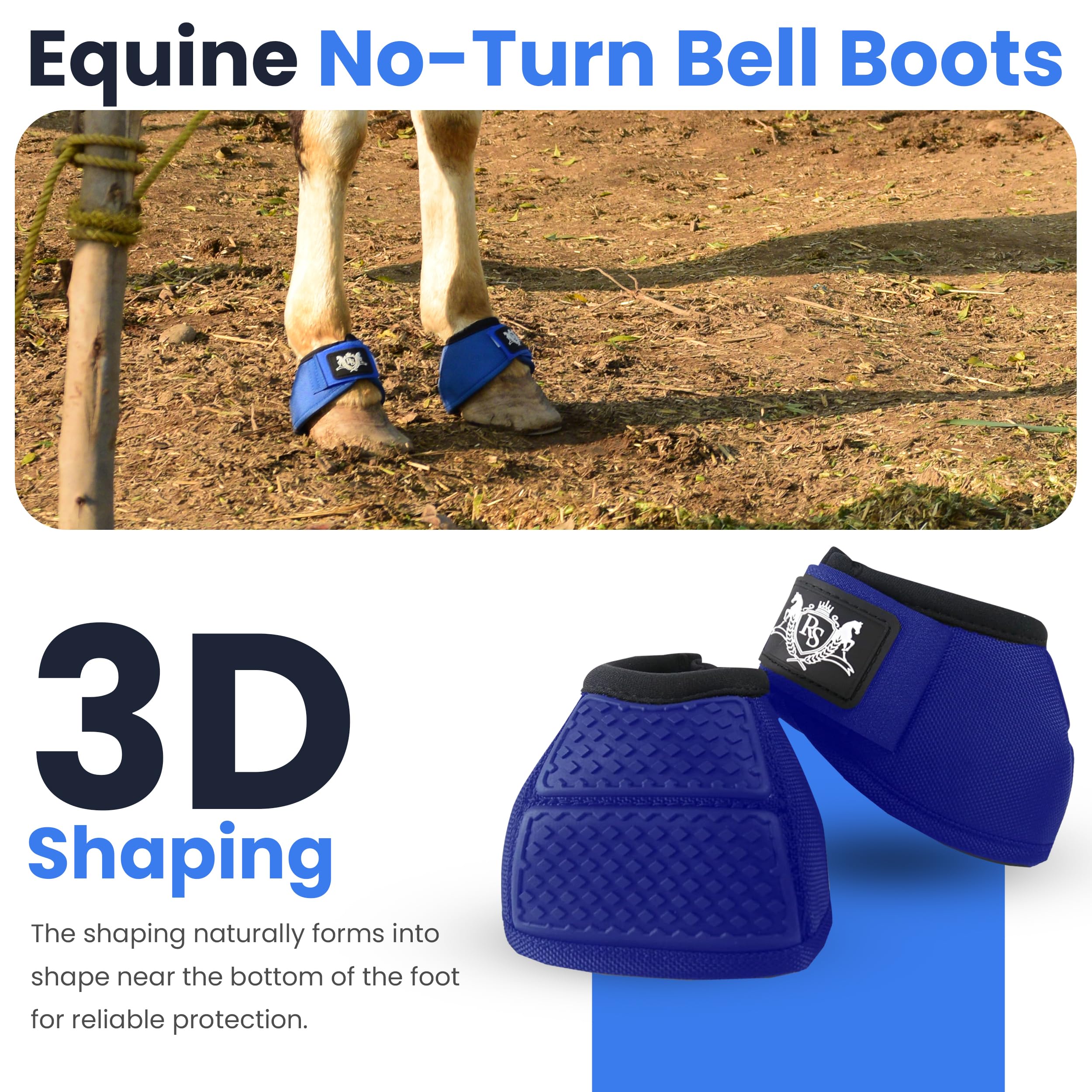 Rs Premium Horses Horse Bell Boots (Blue, Medium)