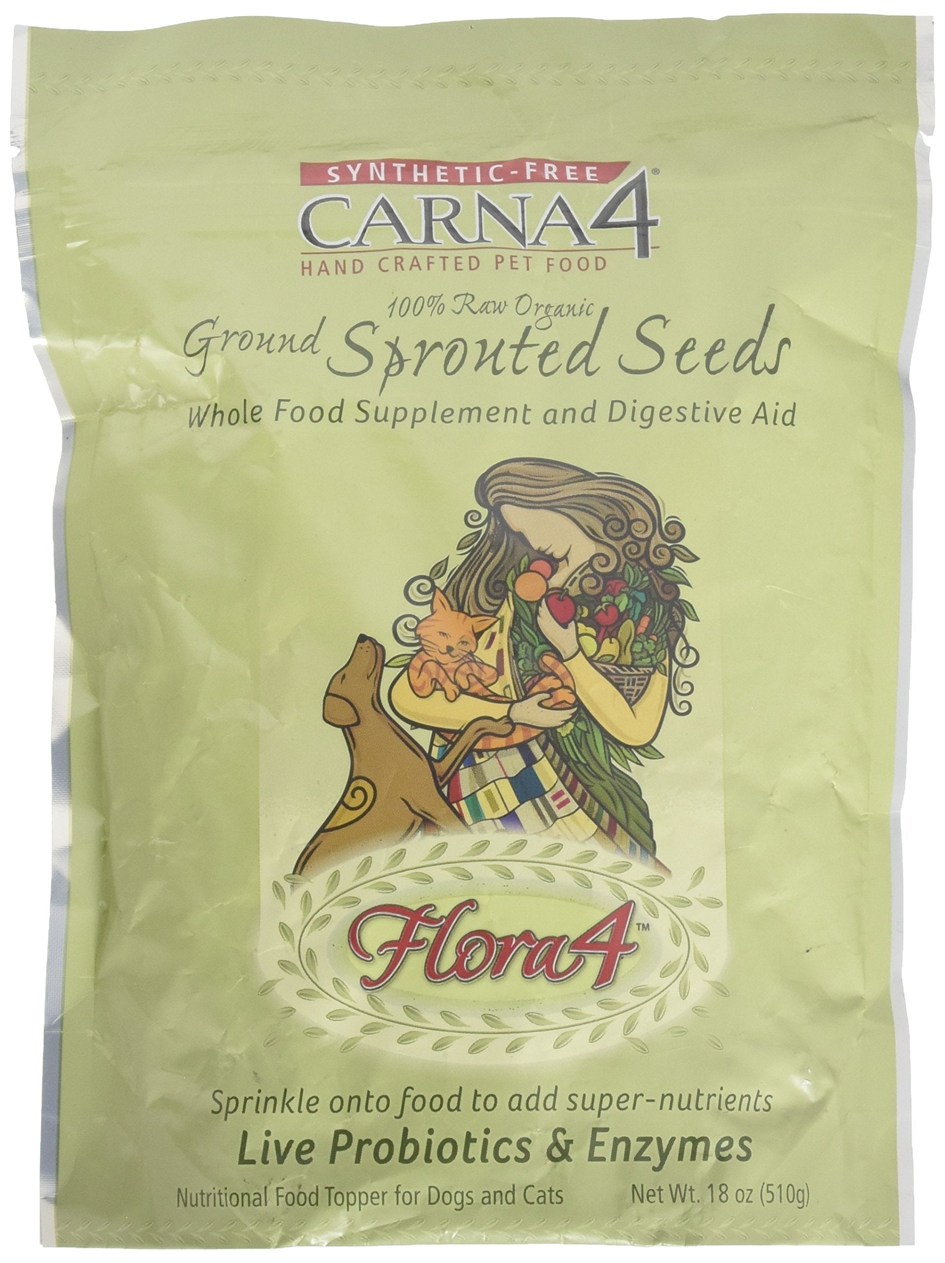 Carna4 Flora4 Ground Sprouted Seeds Food Topper for Dogs & Cats
