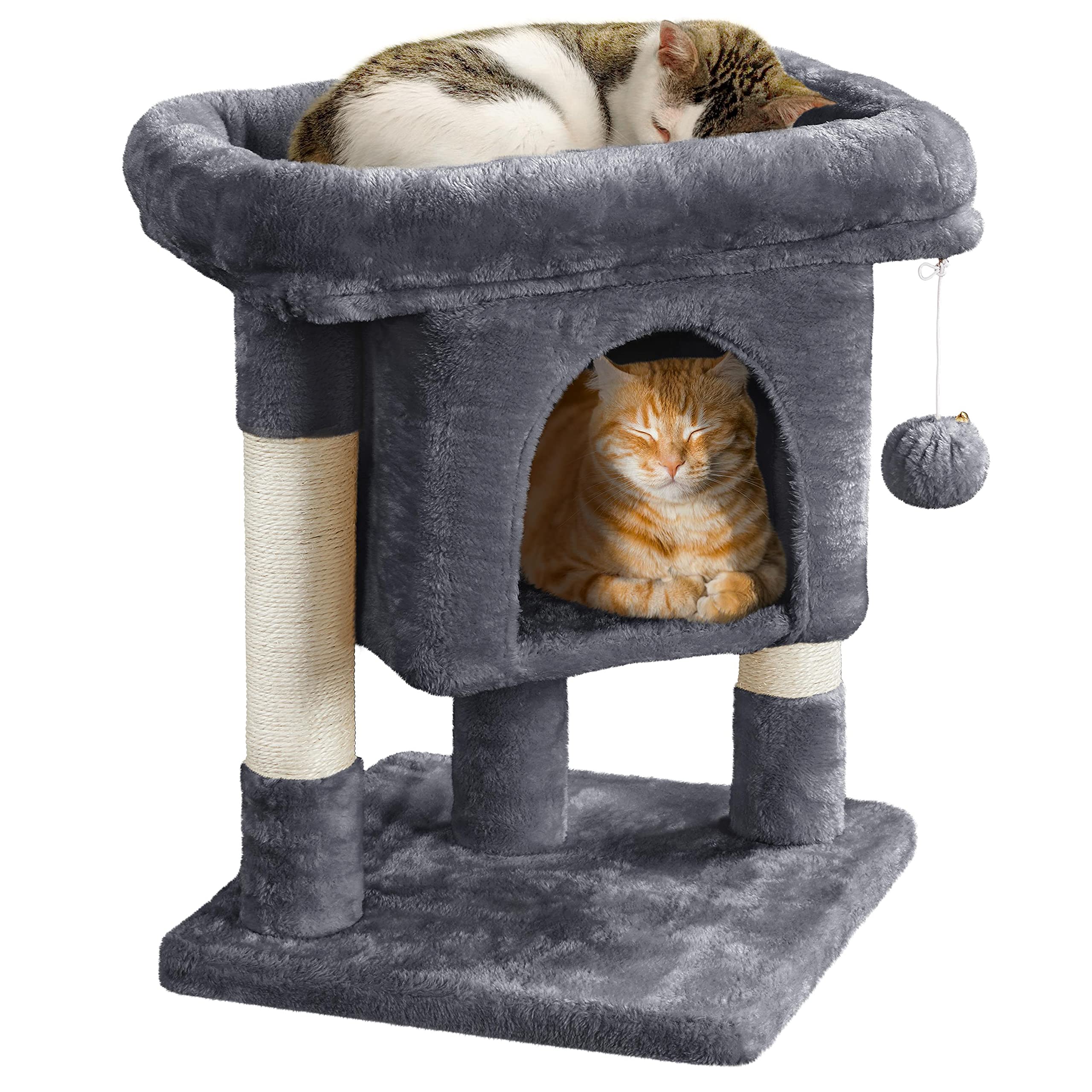 Yaheetech 23.5In Cat Tree Tower, Cat Condo With Sisal-Covered Scratching Posts, Cat House Activity Center Furniture For Kittens, Cats And Pets - Dark Gray