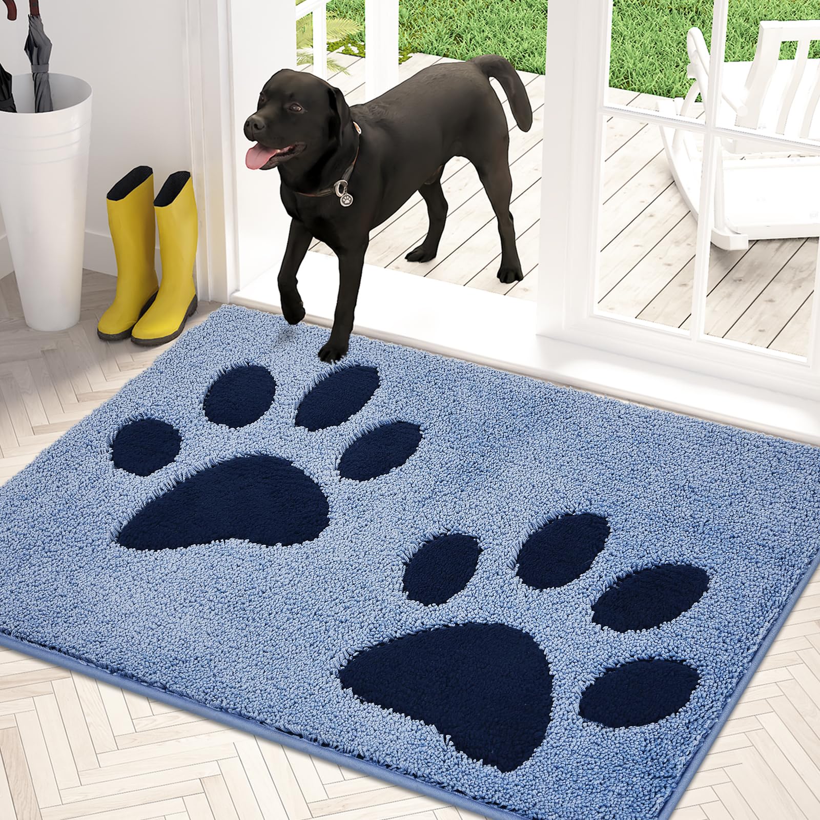 Purrugs Dirt Trapper Door Mat 32'' X 47'', Non-Skid/Slip Machine Washable Microfiber Entryway Rug, Dog Door Mat, Super Absorbent