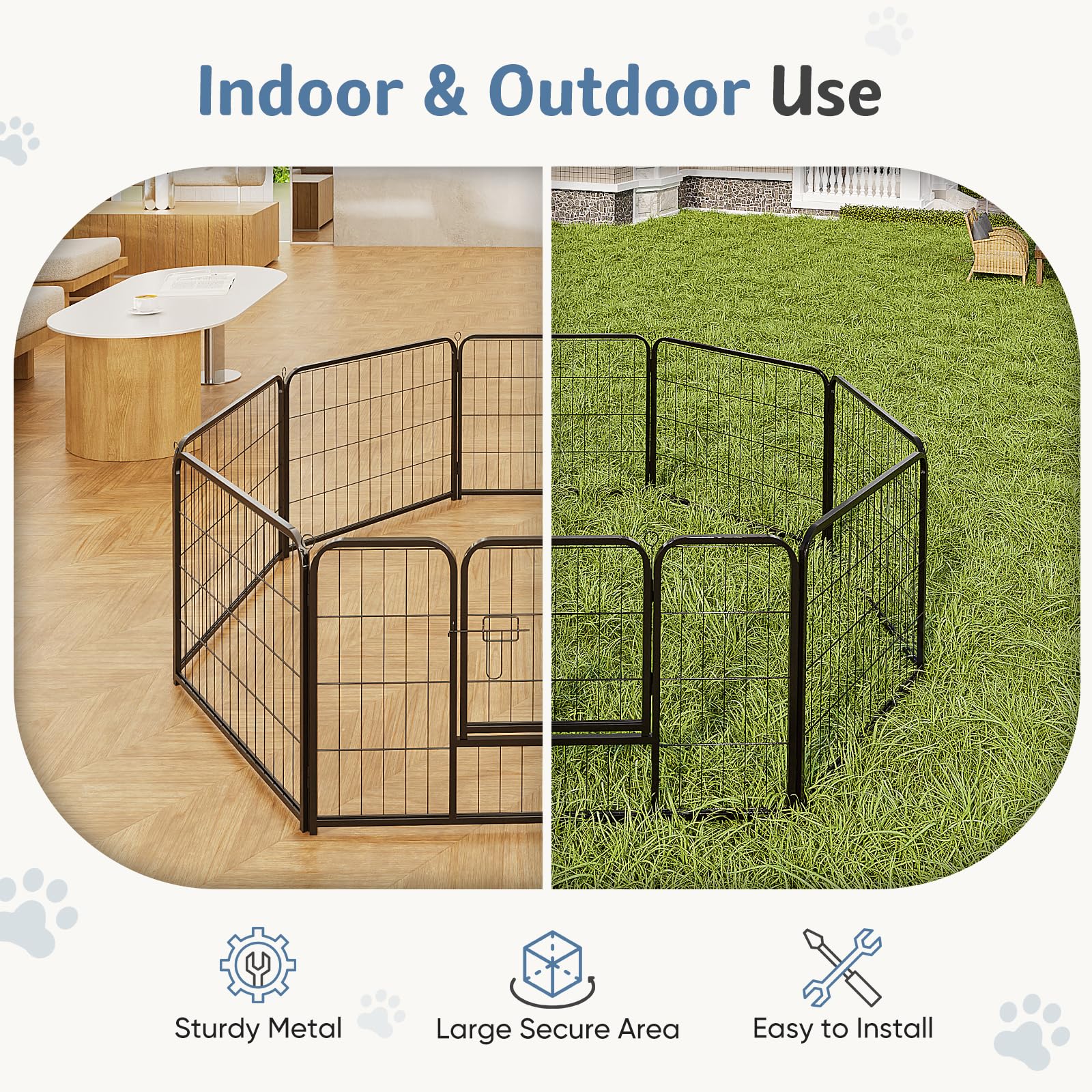 SMUG 24 inch 8 Panels Dog Playpen Pet Fence for Indoor Outdoor Yard RV Camping Pet Play for Small and Puppy Dogs
