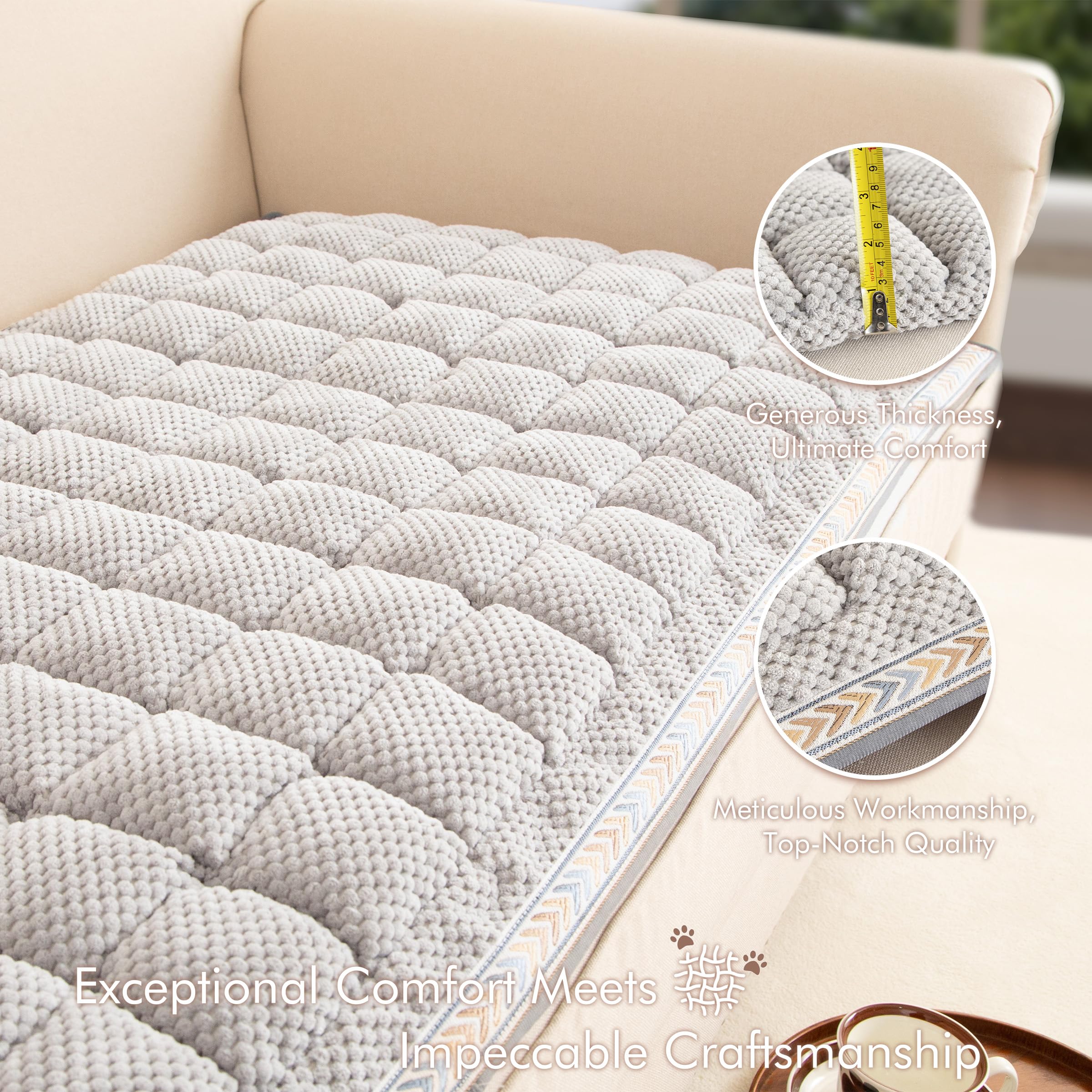 Nestlymoly Couch Cover For Dogs Washable, Sofa Covers For 3 Cushion Couch Sofa Pet Friendly, Plush Couch Bed Furniture Protector