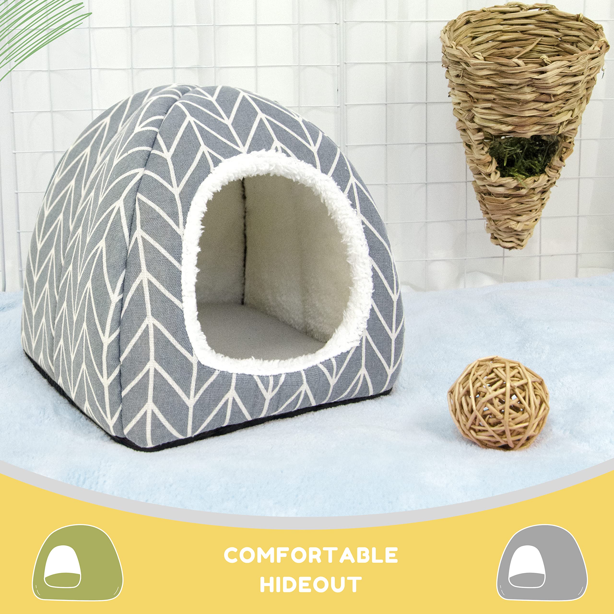 Tierecare 2 Pack Guinea Pig Hideout Bed Rabbit House Cave Accessories Cozy Hide-Out For Bunny Hedgehog Ferret Chinchilla&Other S