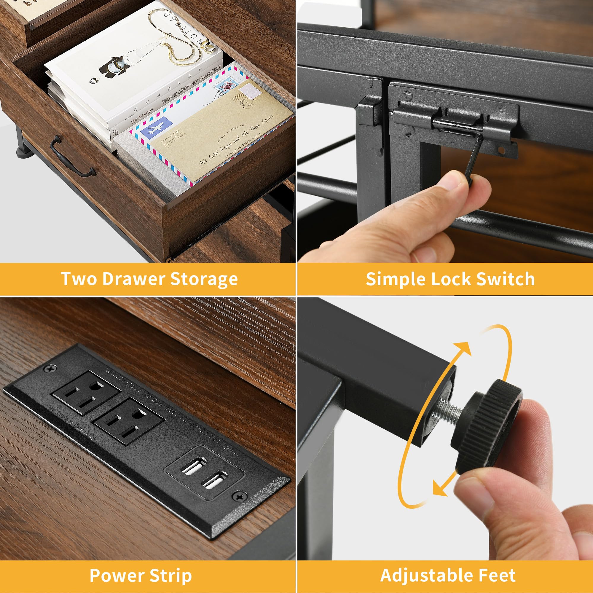 DWVO Dog Crate Furniture with Storage Shelves, Heavy Duty Dog Crate with Drawers & Charging Station, 39 Inch Dog Kennel Indoor F