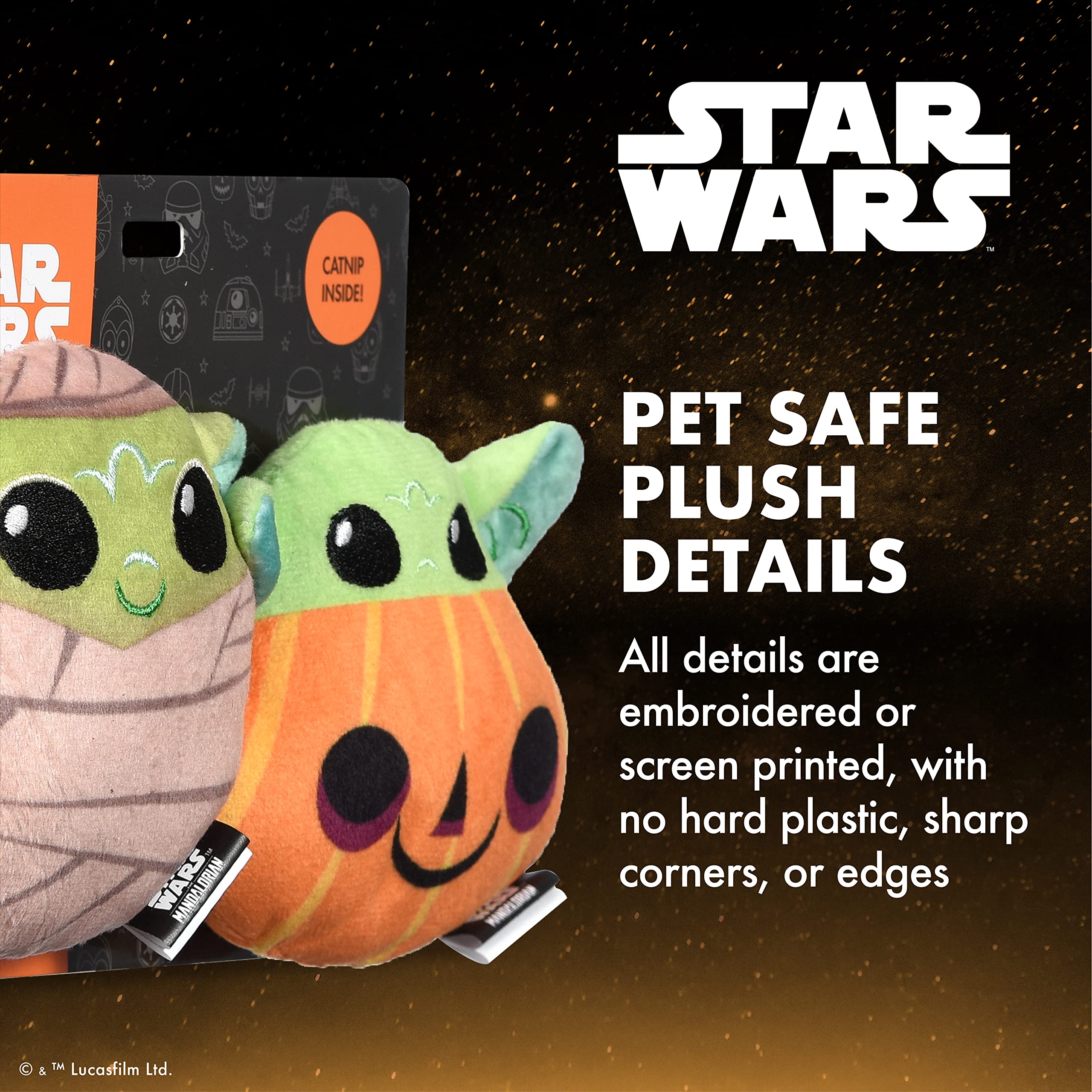 Star Wars For Pets The Mandalorian 4    Halloween Cat Toys 2Pc Grogu Mummy & Grogu Pumpkin With Catnip | For Pets Grogu Catnip C