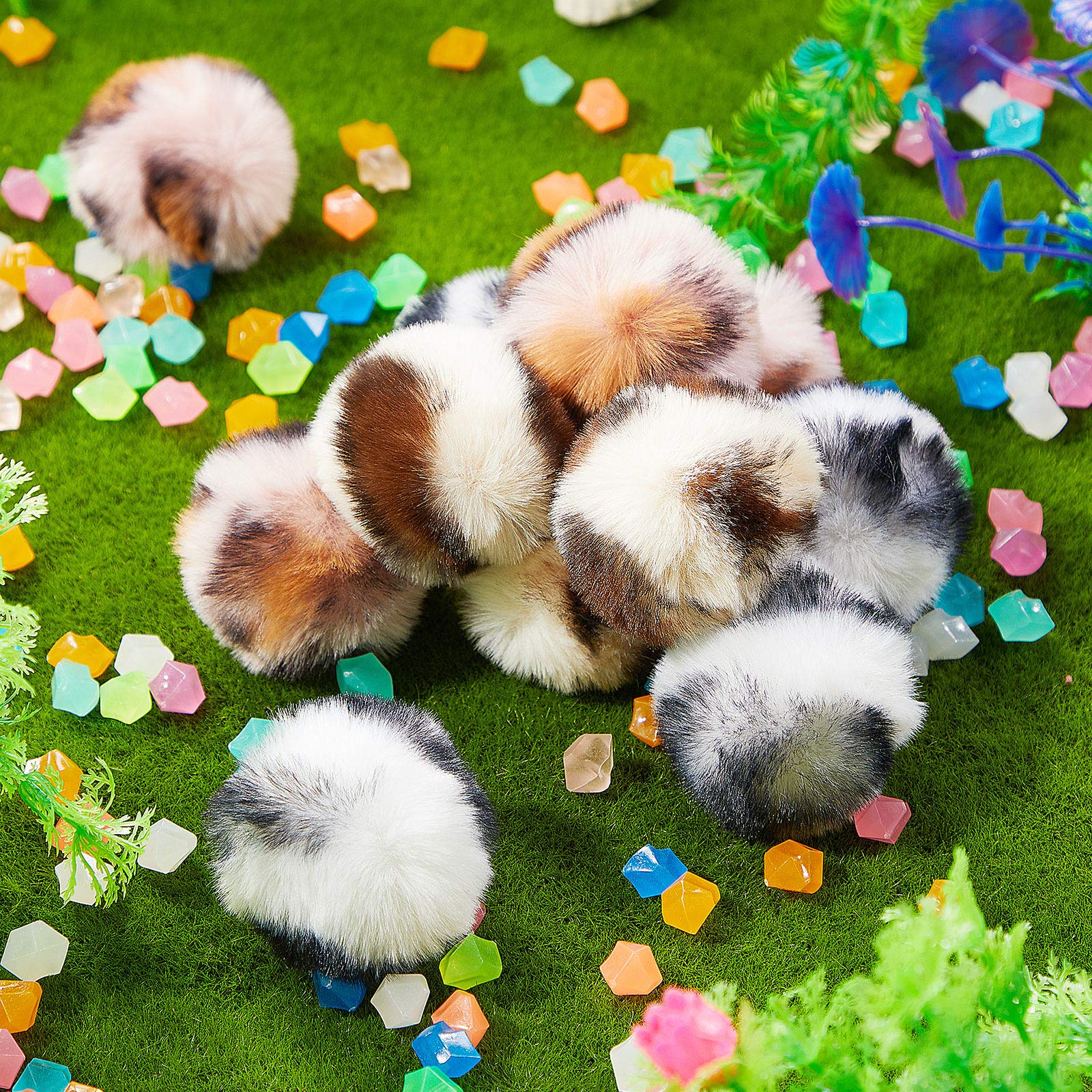 Weewooday 12 Pieces Cat Pom Pom Balls Toys Large Fuzzy Cat Ball Artificial Large Plush Ball For Cats Pets Interactive Playing Indoor(Pink,Leopard)