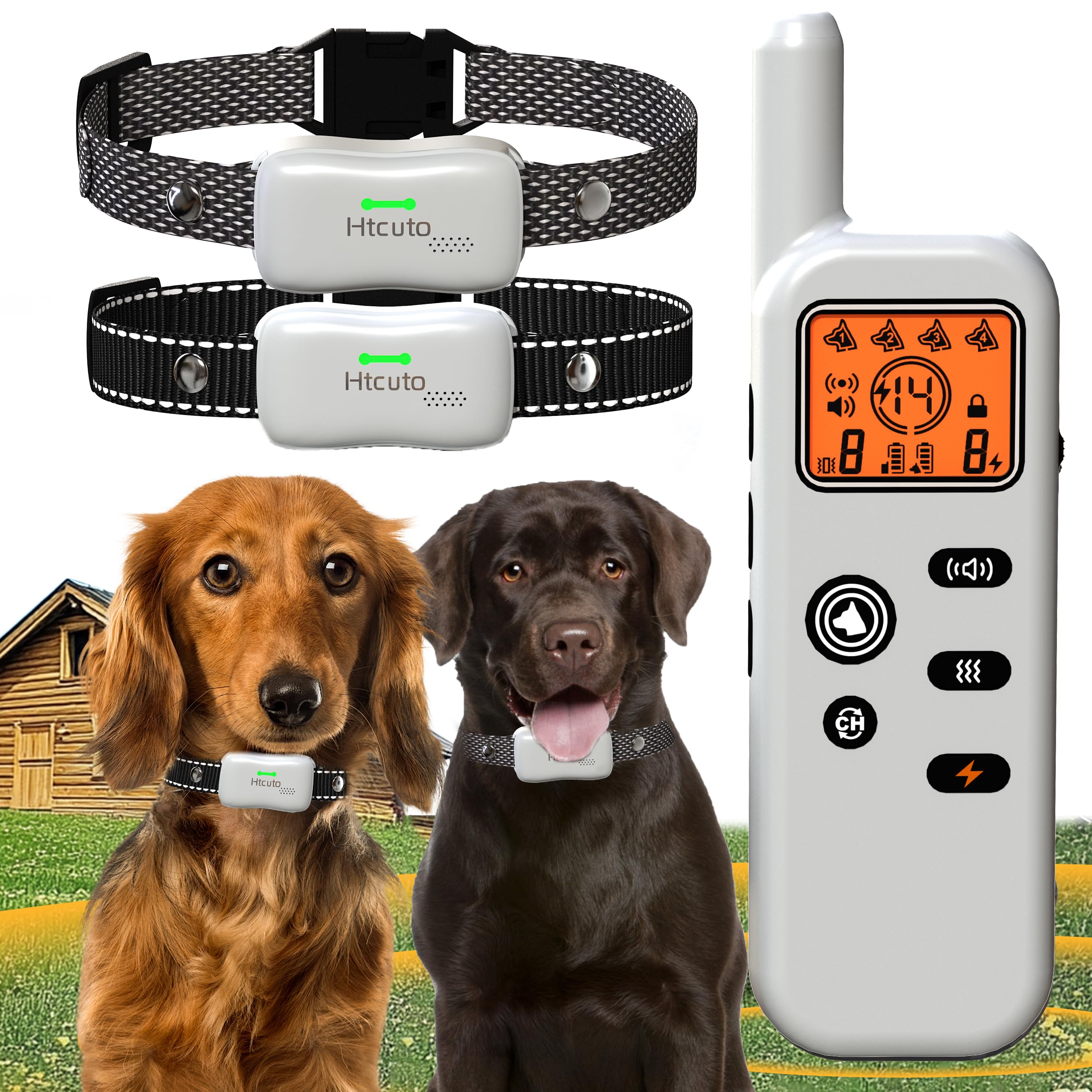 Htcuto Wireless Dog Fence & Ultrasonic Training Collar -1160-Yard Adjustable Boundary for Outdoor, 6100FT Remote, 4 Modes (Beep/