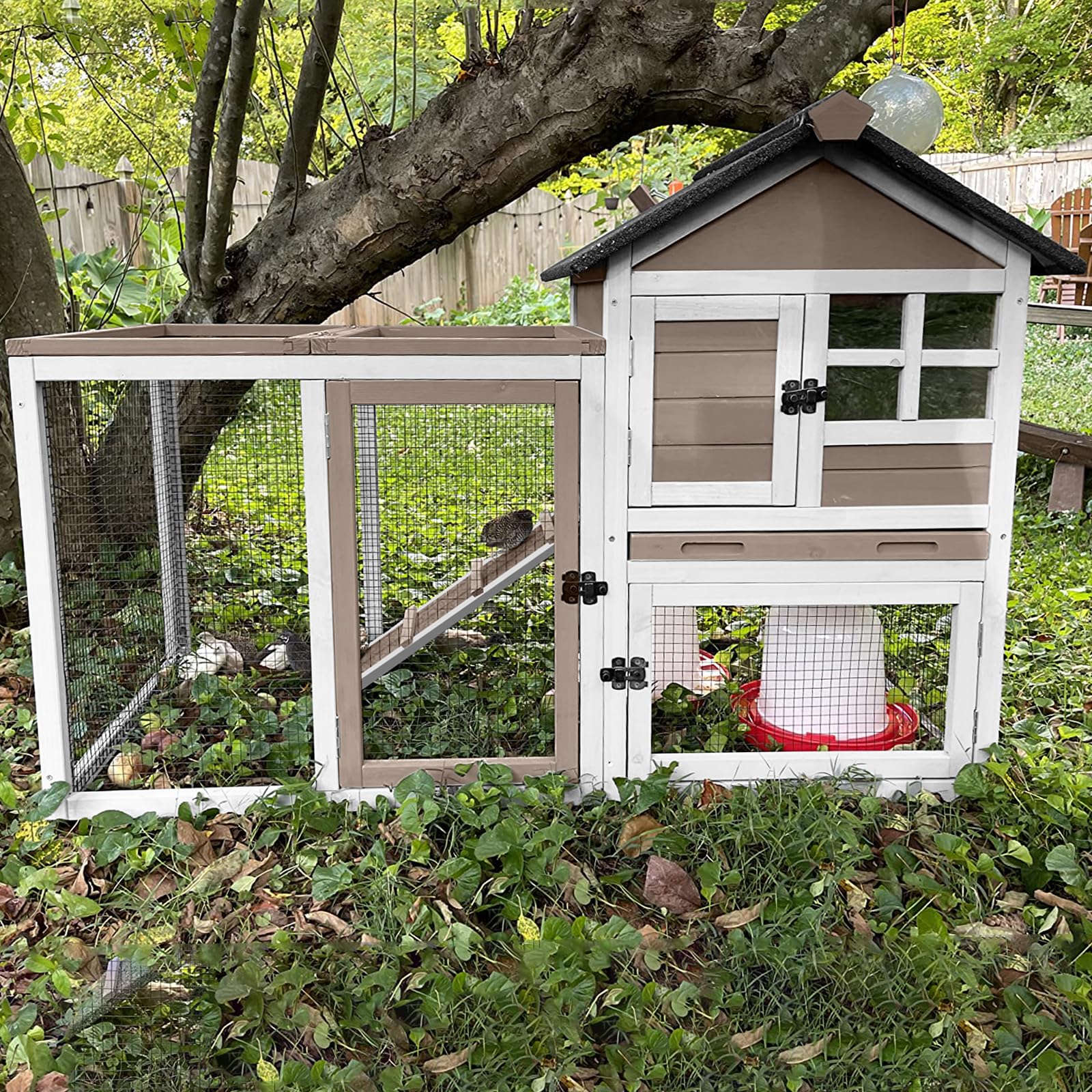 Gutinneen Rabbit Hutch Outdoor Rabbit Cage Indoor, 51.6'' L Wooden Bunny Cage With No Leakage Pull Out Tray, Guinea Pig Cage For