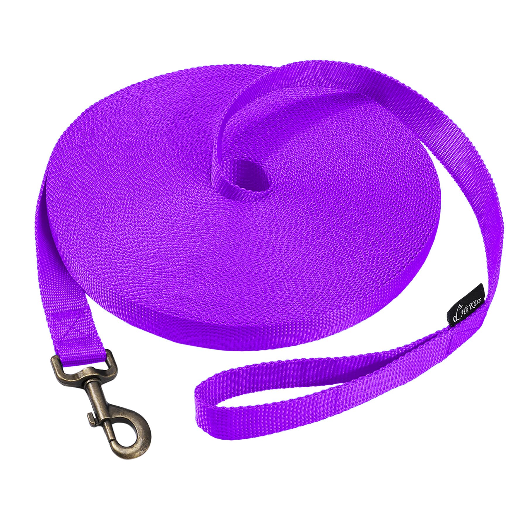 Hikiss Long Dog Leash Obedience Recall Training Agility Lead With Thickening Material For Large Dog - 15Ft 20Ft 30Ft 50Ft 100Ft Training Leash(Purple 15Ft)