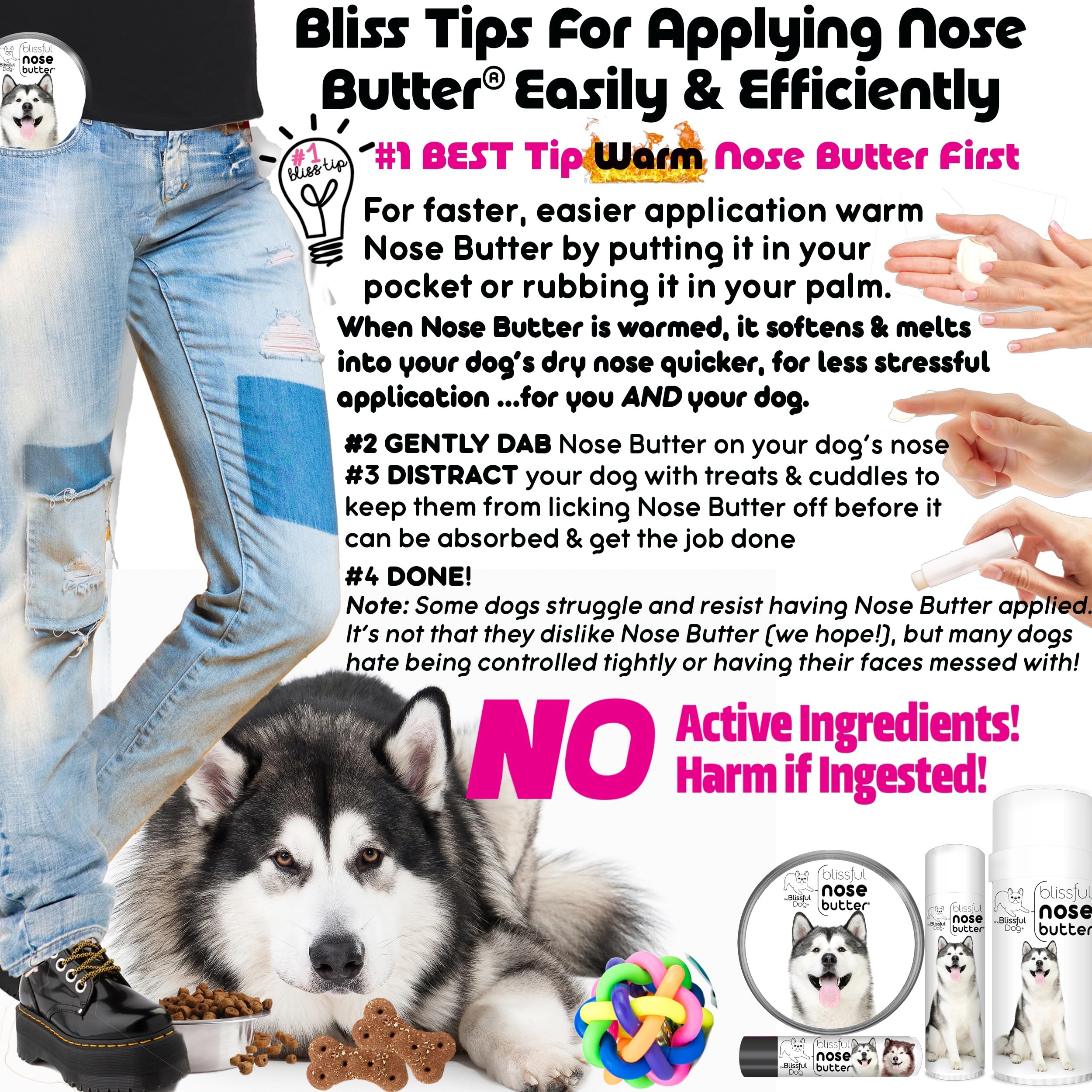 The Blissful Dog Malamute Unscented Nose Butter - Dog Nose Butter, 1 Ounce