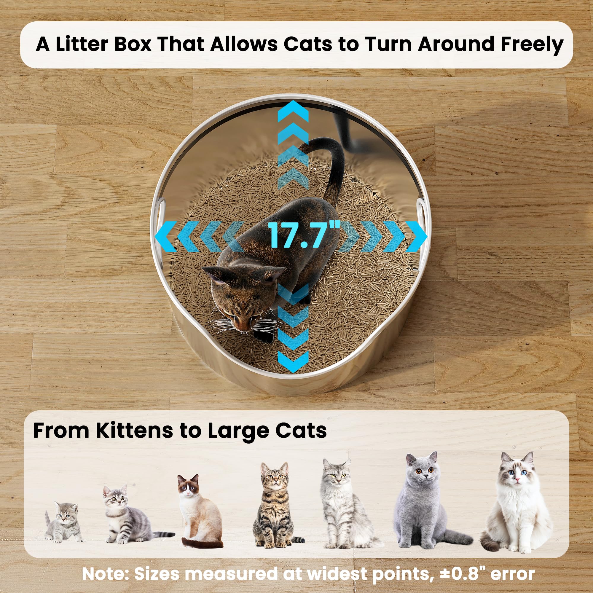 Aothey Stainless Steel Litter Box Metal With Integrated Round For Xl/Xxl Big And Multi Cats, 12 High Wall High Side, Odor Cont