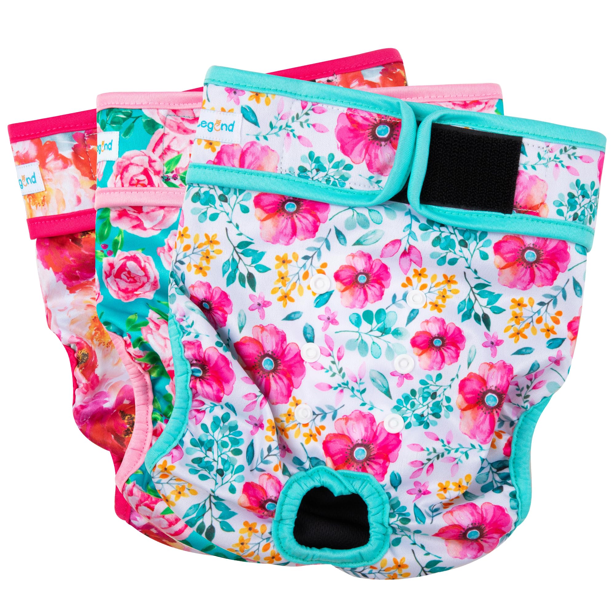 Paw Legend Washable Reusable Female Dog Period Diapers For Heat Doggie Puppy Diapers For Female Dogs (3 Pack, Medium)