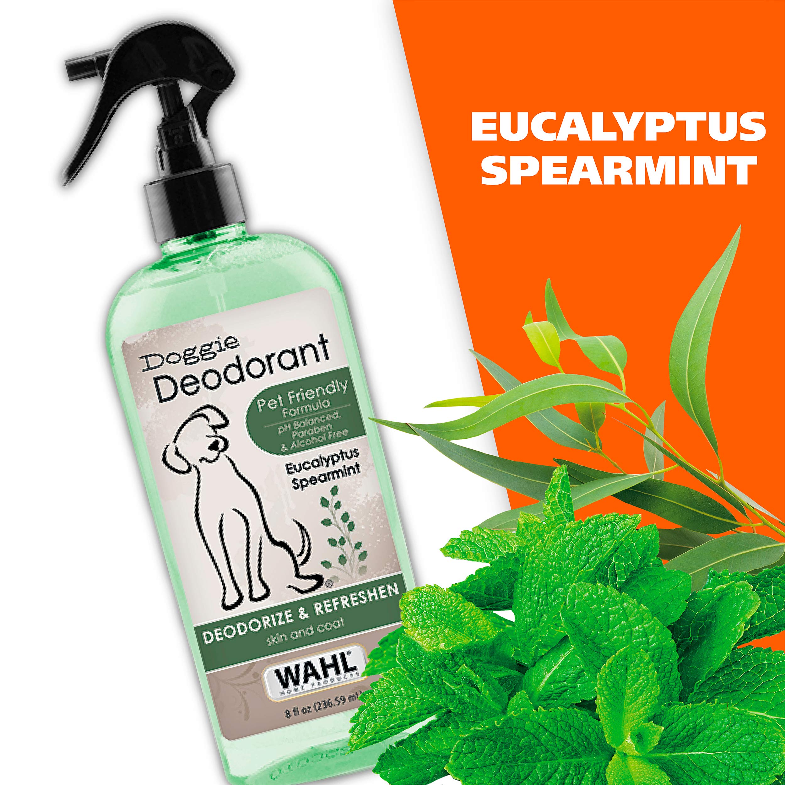 Wahl Pet Deodorant for Dogs - Eucalyptus & Spearmint Scent - 8 Fl Oz - Model 820011A