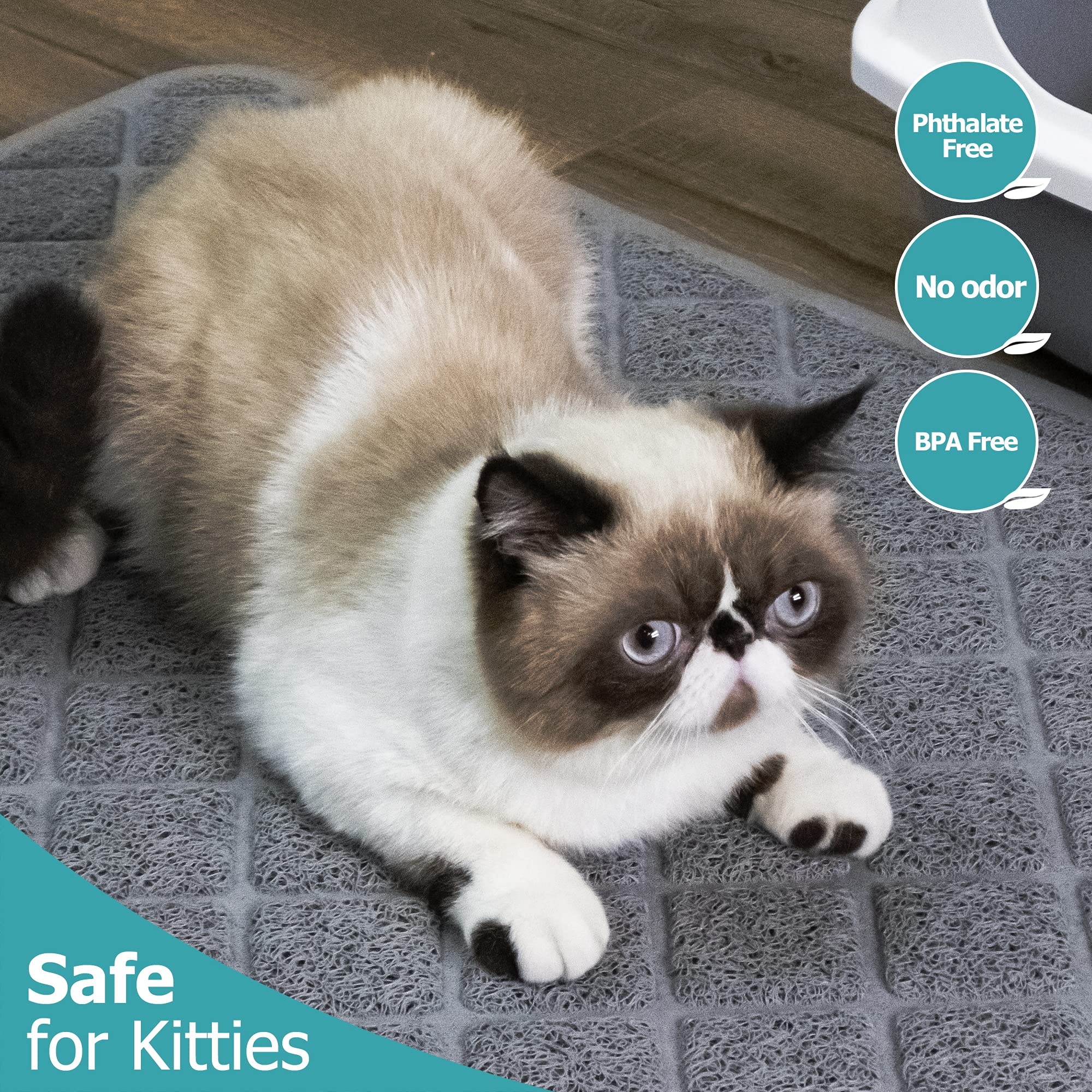 Conlun Cat Litter Mat Litter Trapping Mat, 35' X 23' Premium Durable Pvc Grid Mesh With Scatter Control, Non-Slip, Less Waste Cat Litter Box Mat, Soft On Kitty’S Paws, Urine Waterproof