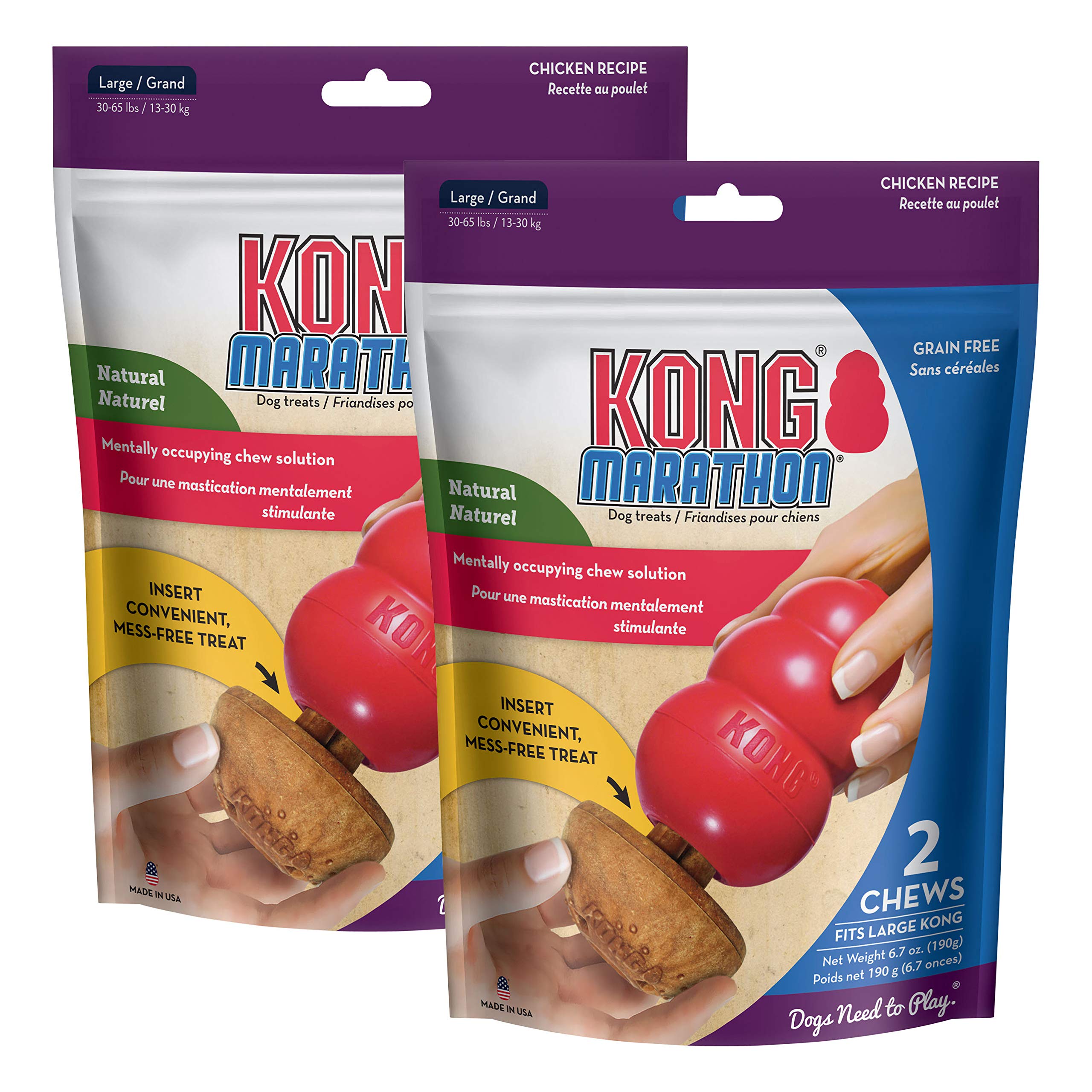 KONG Marathon - Pet Supplies for Training & Playtime - Healthy Dog Treat for KONG Dog Toys - For Large Dogs - Chicken Flavor - 2