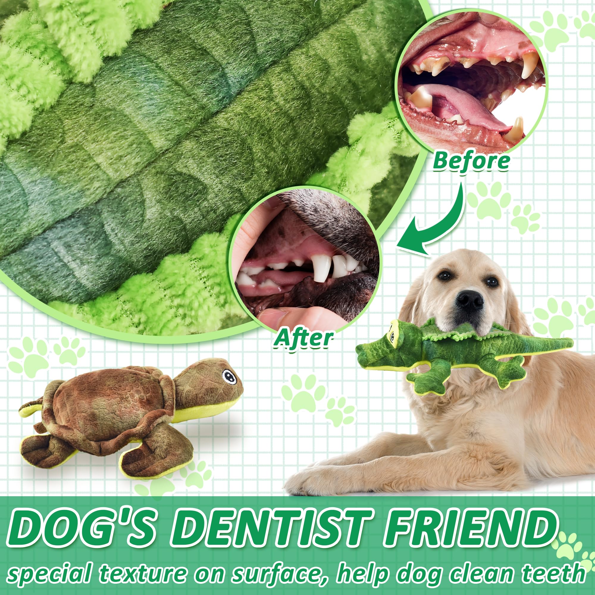 Lechong Stuffed Animal Dog Toys, 5 Pack Tough Squeaky Dog Toys, Plush Toys Assortment, Great Value Pet Toys Bundle, Woodland Ser