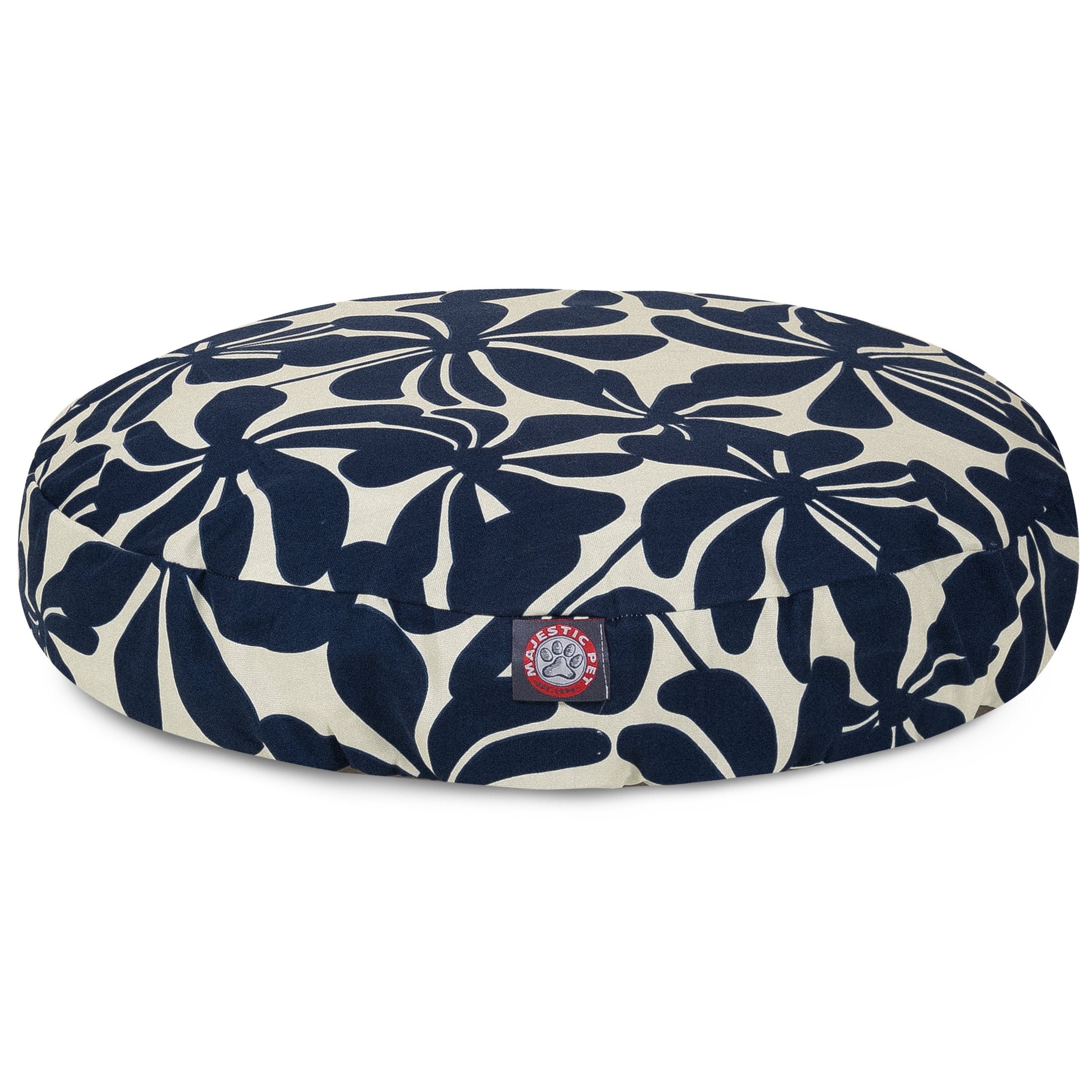 Navy Blue Plantation Small Round Indoor Outdoor Pet Dog Bed With Removable Washable Cover By Majestic Pet Products