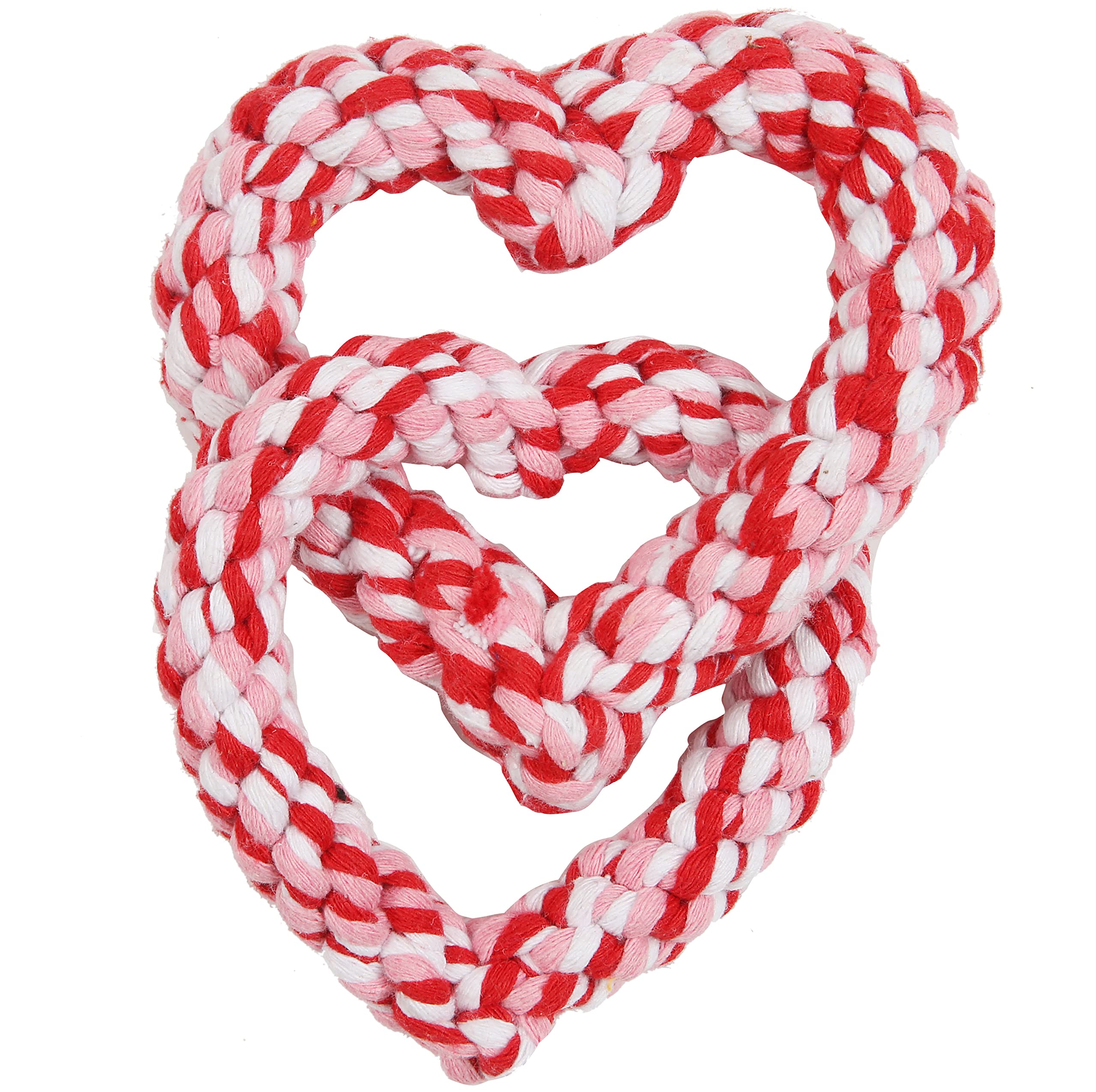Boombone Valentines Dog Toy, Interlocking Heart Dog Rope Toy, Small Medium Dog Toy