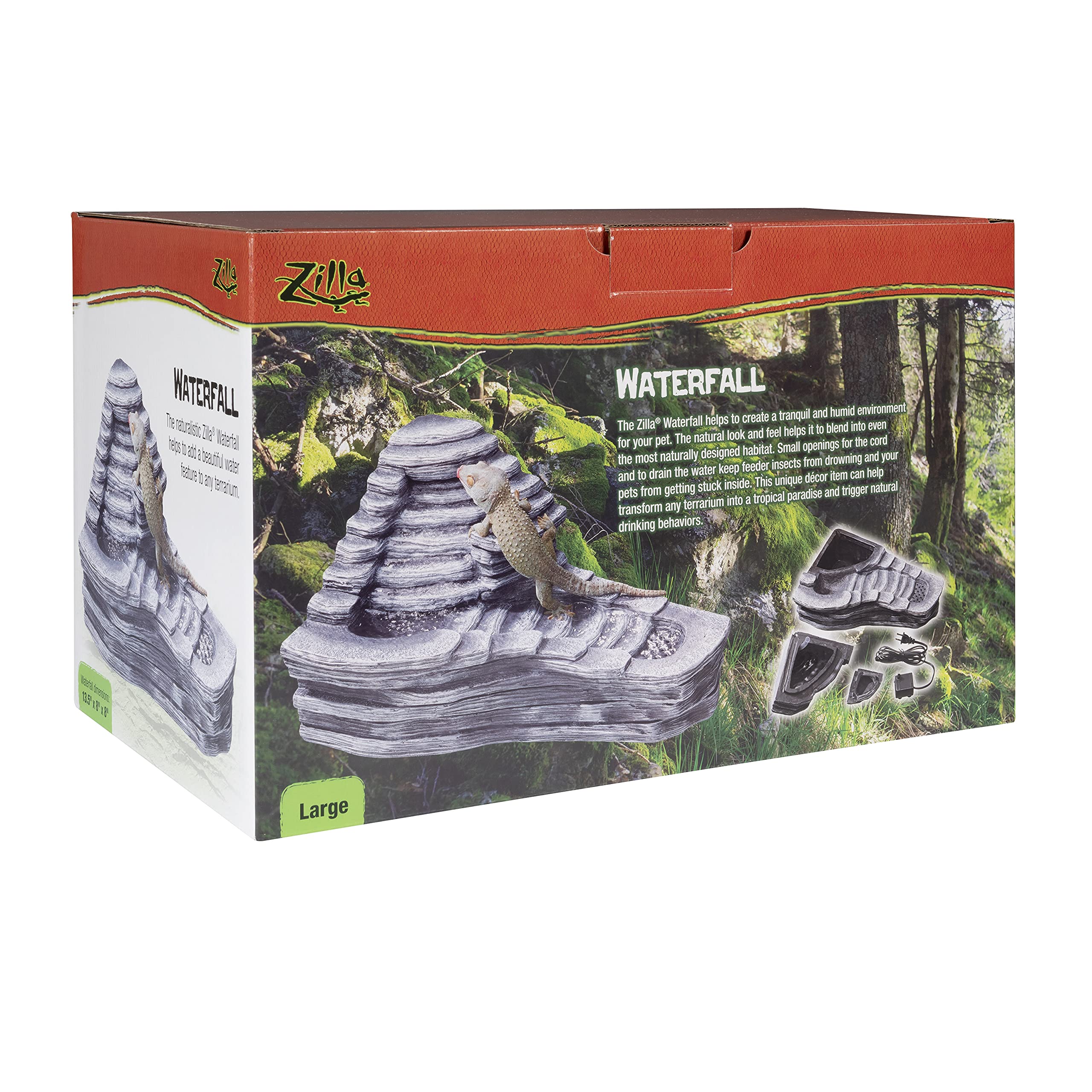 Zilla Pet Reptile Terrarium Waterfall Décor, Large