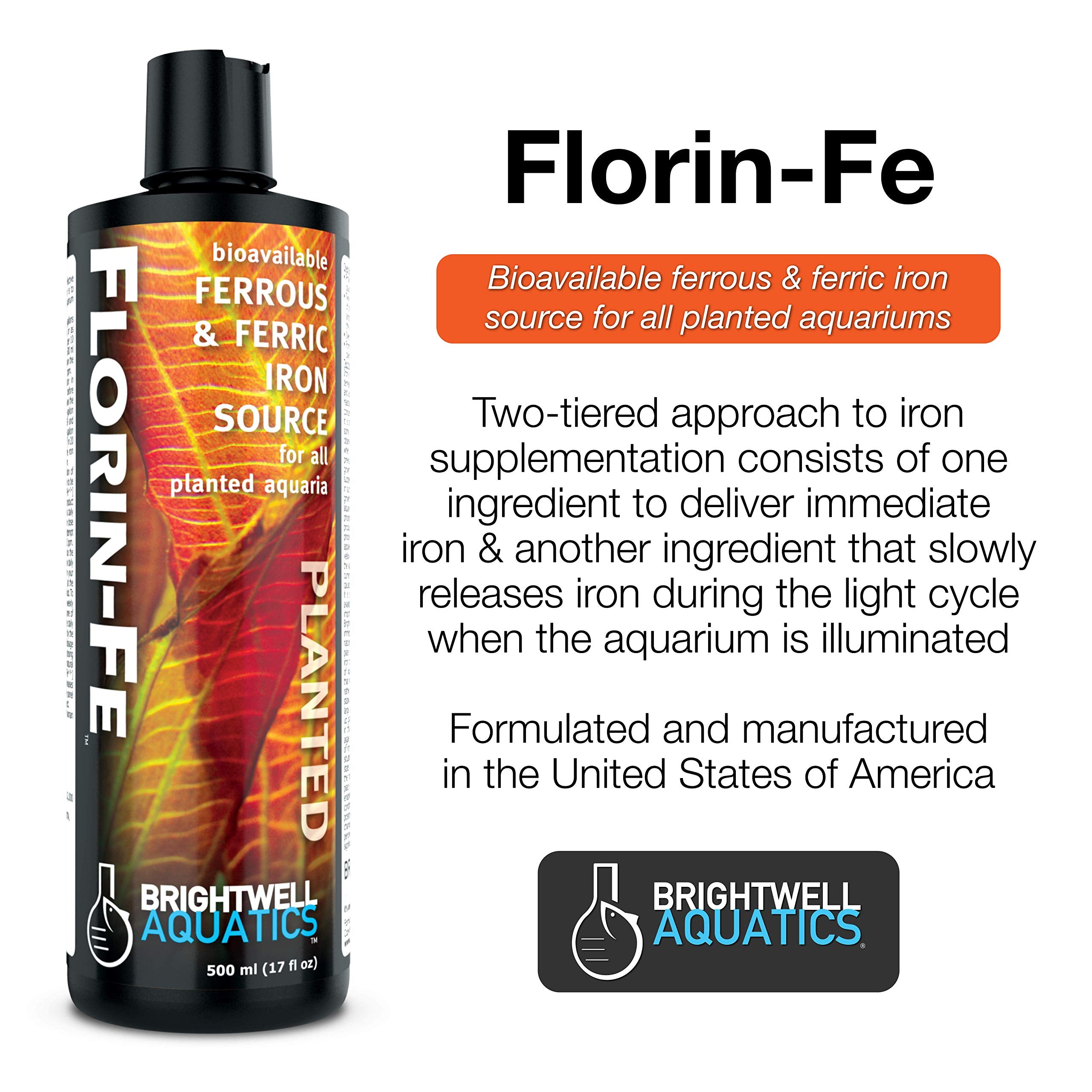 Brightwell Aquatics Florin Fe - Bioavailable Ferrous & Ferric Iron Source for Planted Aquariums 250-ml