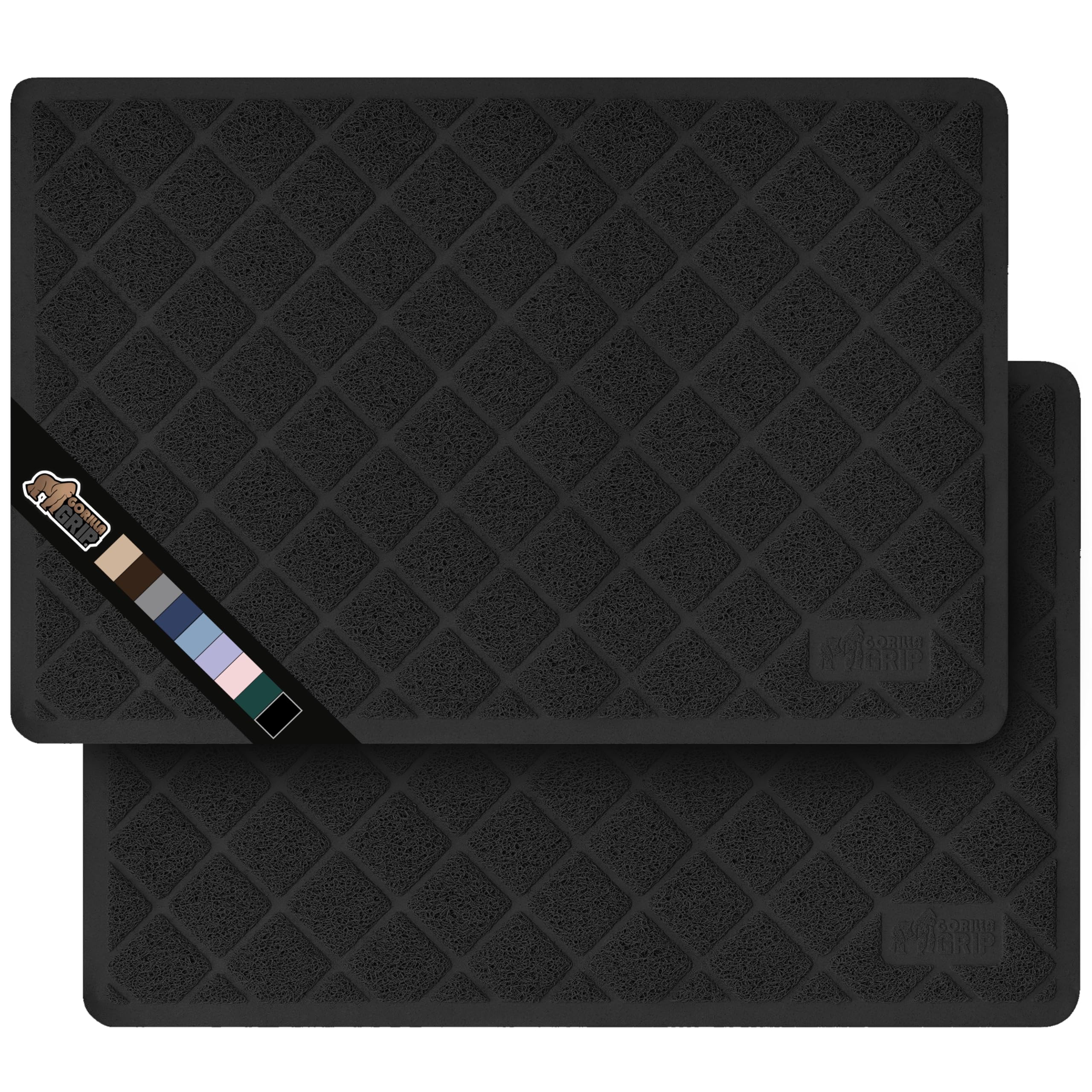 The Original Gorilla Grip Water Resistant Cat Litter Box Trapping Mat 2 Pack, Easy Clean, Textured Backing, Traps Mess For Clean