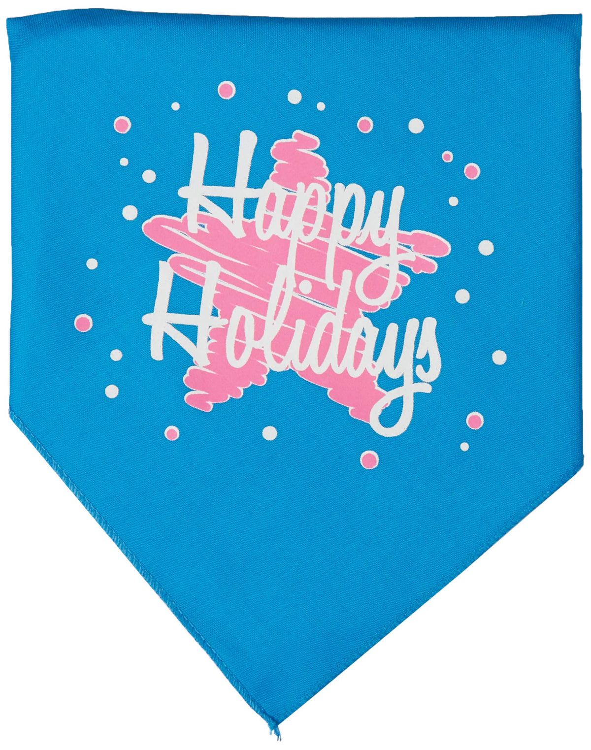 Christmas Pet and Dog Bandana Screen Printed, &quot;Scribble Happy Holidays&quot; Turquoise Small