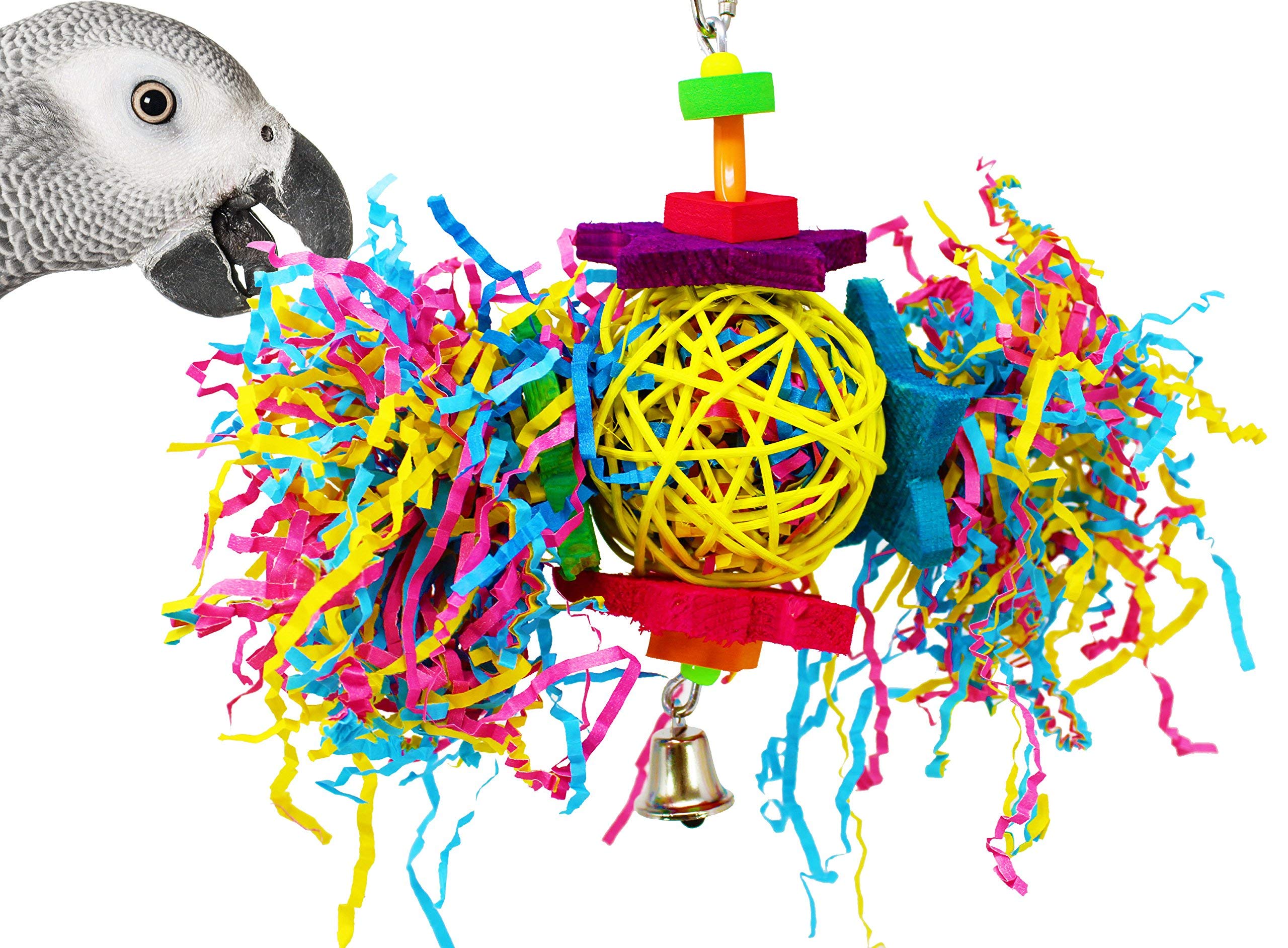 Bonka Bird Toys 1839 Foraging Star 7' High By 8' Wide, Medium Parrot Chew Shred Forage Cage Toy, Conure, Pionus, Quaker, And Similar Birds