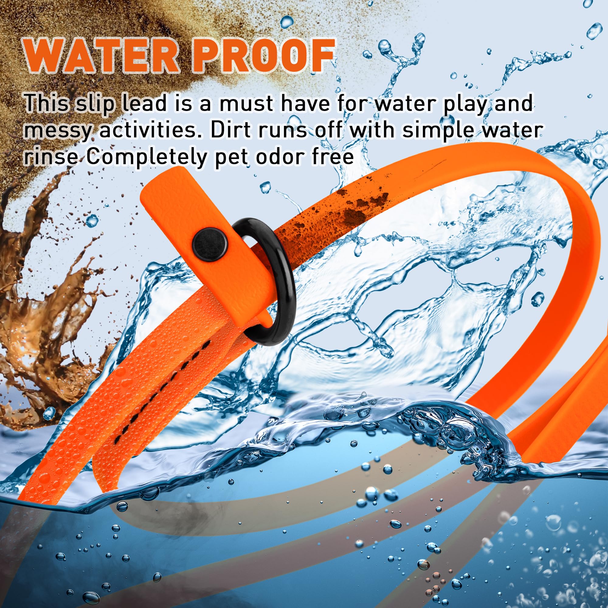 Dogline Biothane Slip Dog Leash - For Small, Medium And Large Dogs - Odor Free Slip Lead, Heavy Duty And Durable Material Kennel Lead - Hunter Orange - 5Ft L X 3/8In W