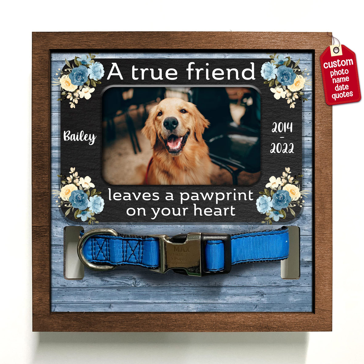 Bfigift Dog Memorial Gifts Personalized Loss Of Pet Dog Memorial Picture Frame Pet Loss Gift Dog Personalized Custom Pet Memorial Cat Picture Collar Frames Memory Boxes For Keepsakes Death Remembrance