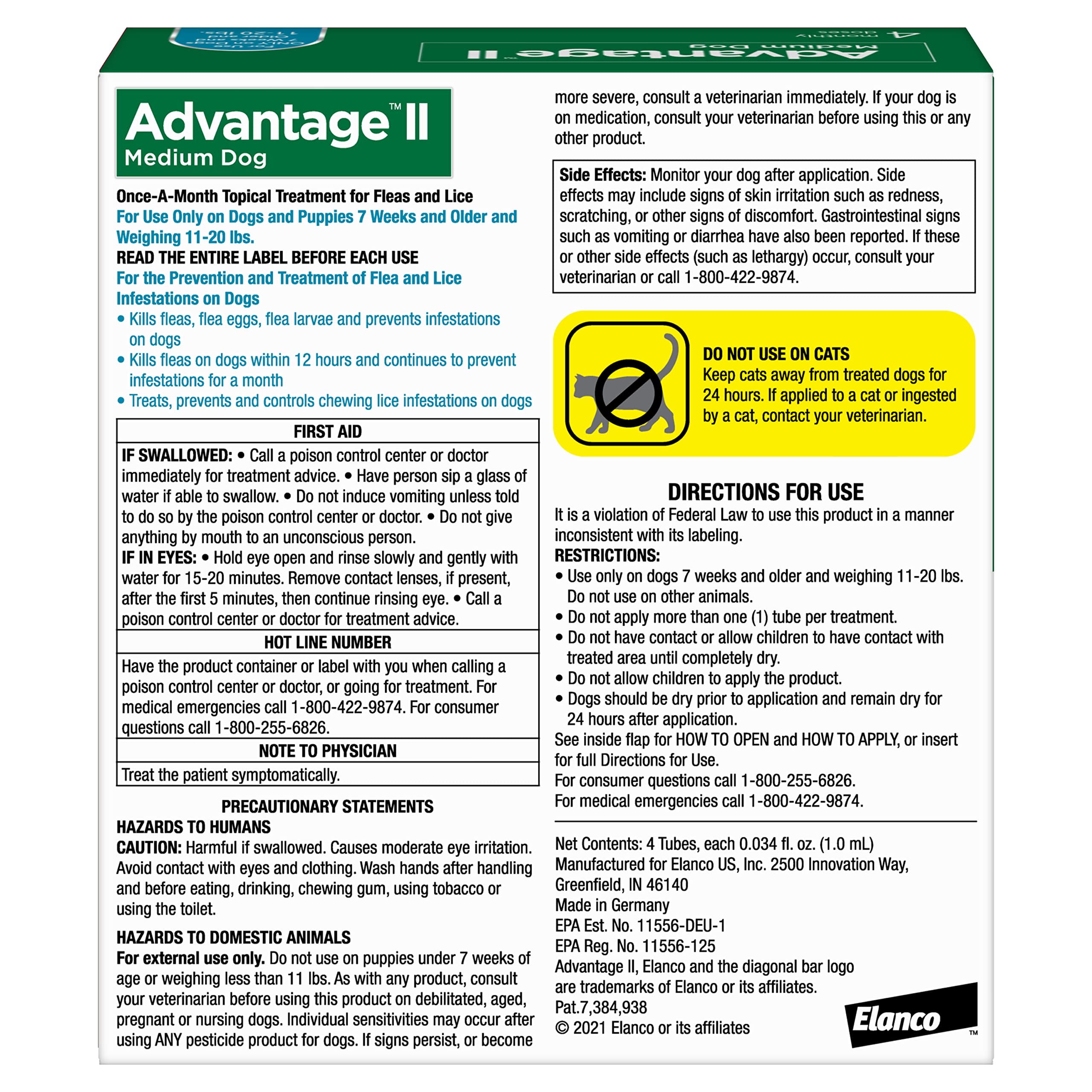 Advantage Ii Medium Dog Vet-Recommended Flea Treatment & Prevention | Dogs 11-20 Lbs. | 4-Month Supply
