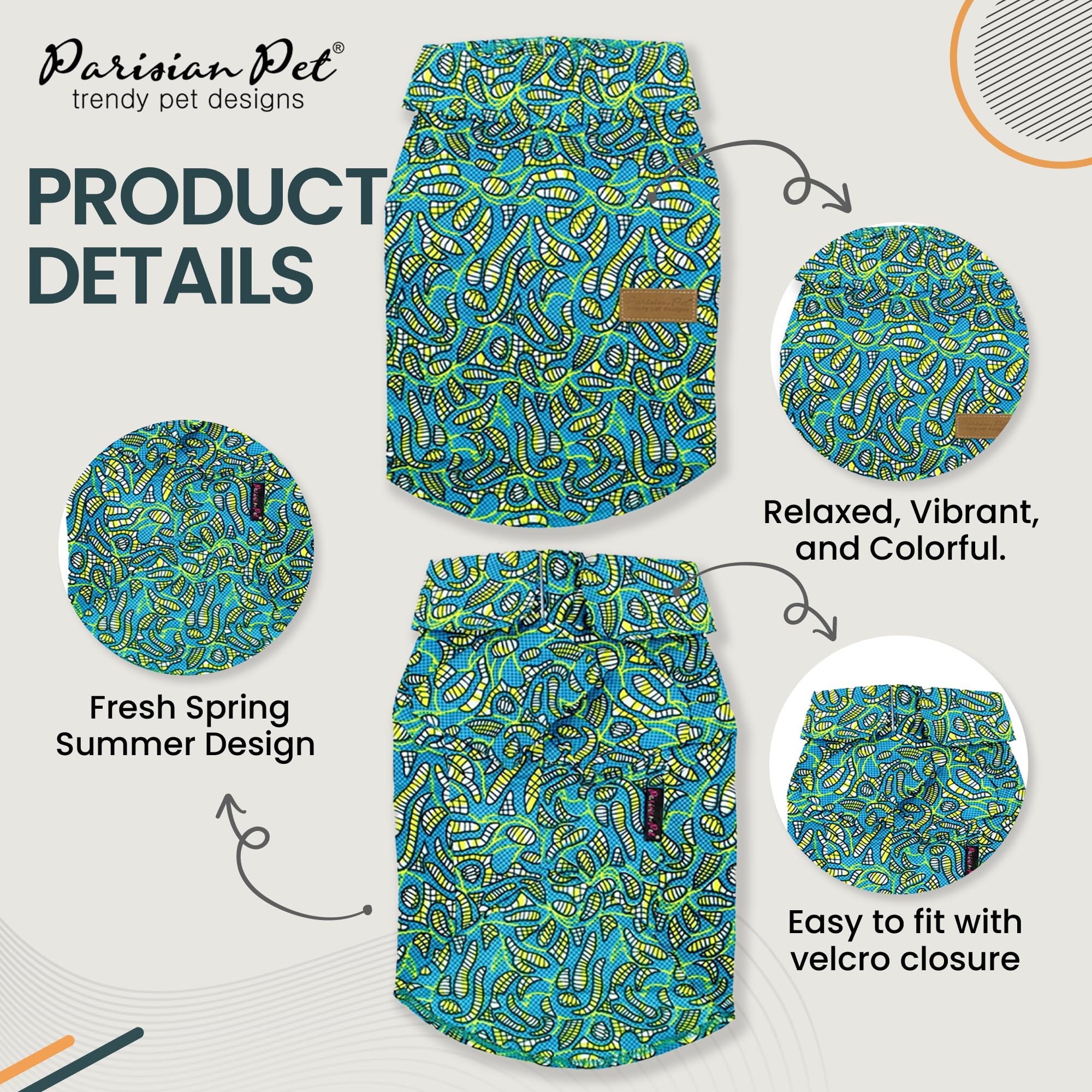 Parisian Pet Shirt - Tribal Camp Beach Outfit - 100% Cotton Summer Clothes - Stylish Dog Costume - Breathable Cool Pet Clothing