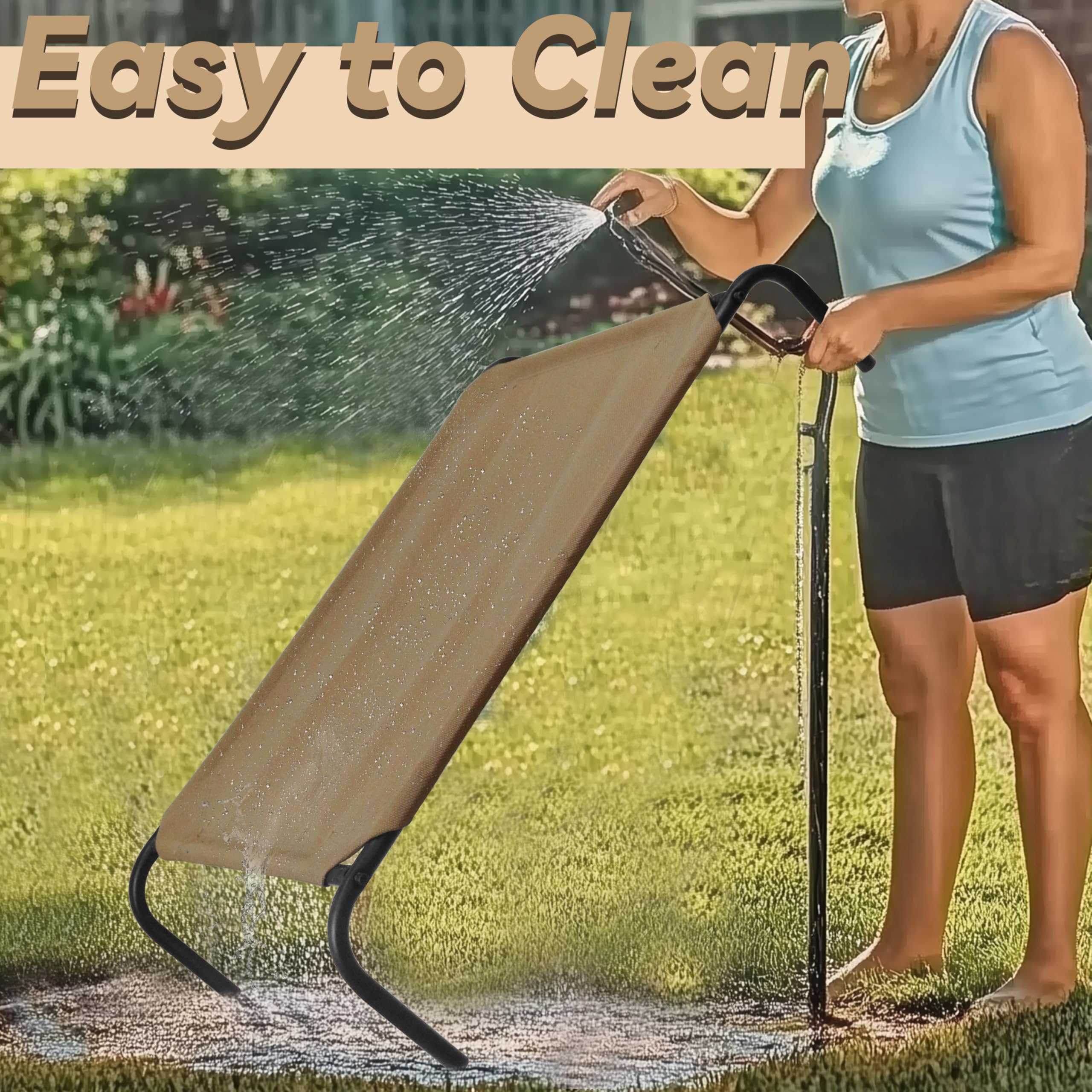 Phyex Heavy Duty Steel-Framed Portable Elevated Pet Bed, Elevated Cooling Pet Cot, 43.5' L X 25.5' W X 7.8' H(M, Brown)