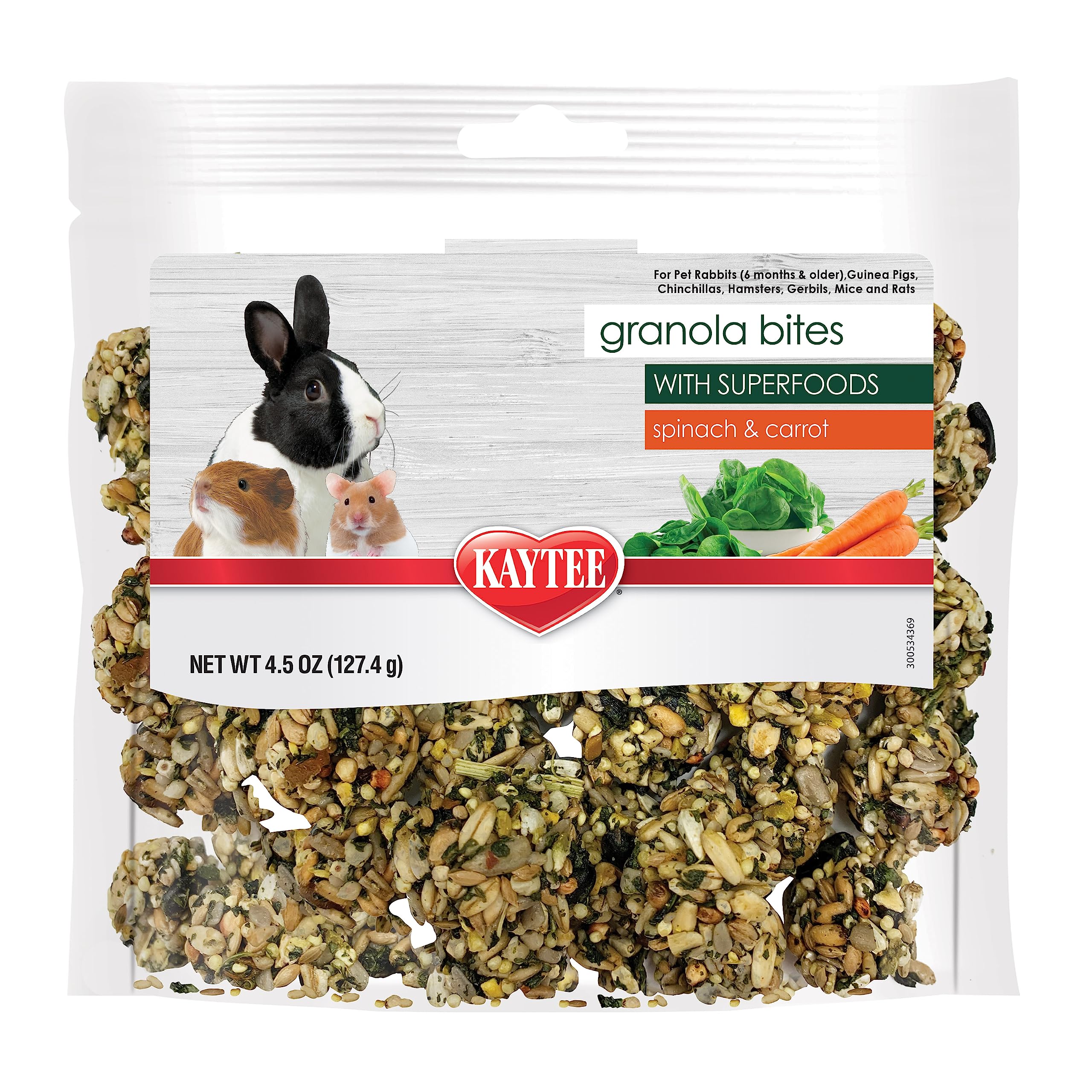 Kaytee Granola Bites with Super Foods Spinach and Carrot