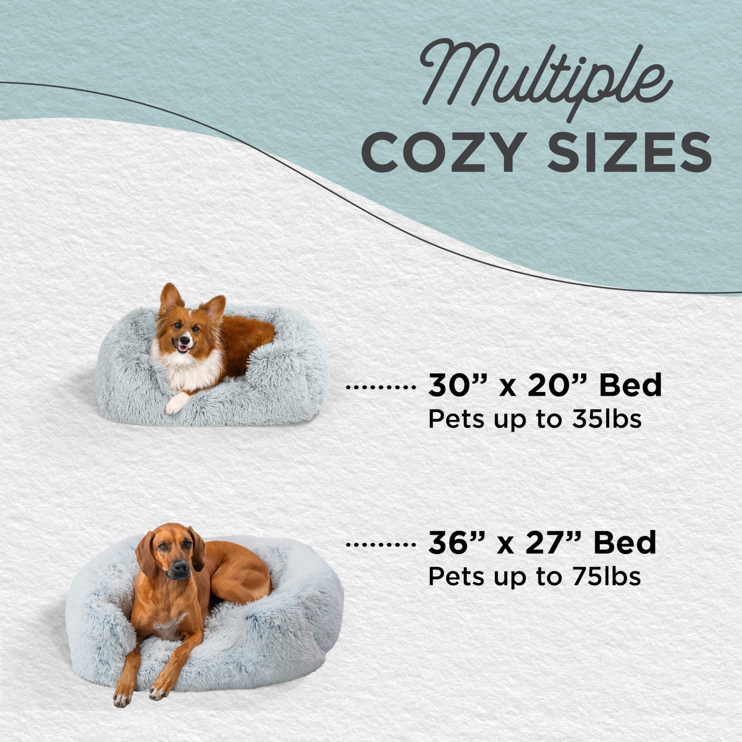 Best Friends by Sheri Shag Lounge Bed Calming Faux Fur Dog Bed, Frost, Medium, 30'' x 20''