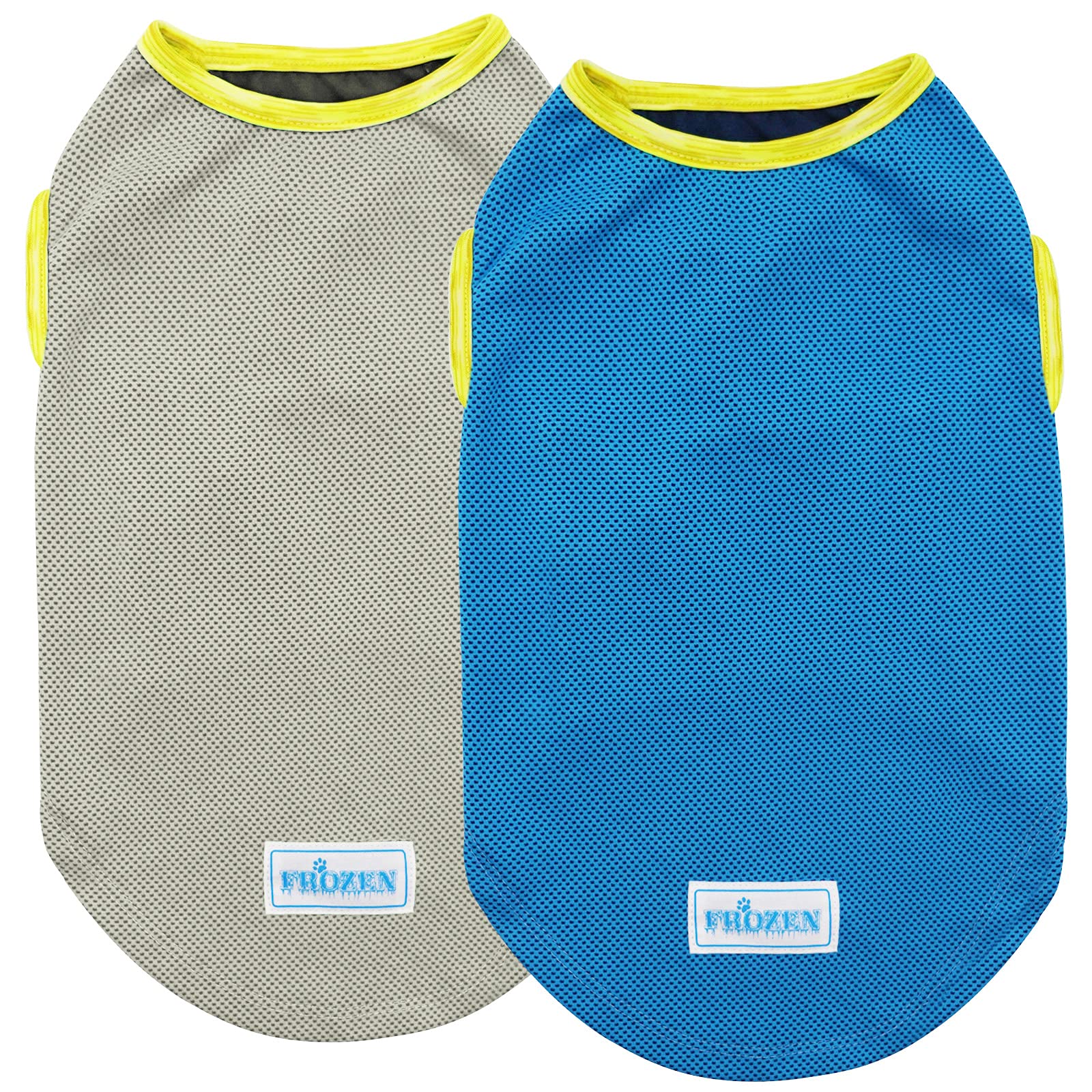 Kyeese 2 Pack Dog Cooling Shirts - Breathable Instant Cooling Vests, Lightweight For Summer Dog Apparel, Blue+Grey, Medium