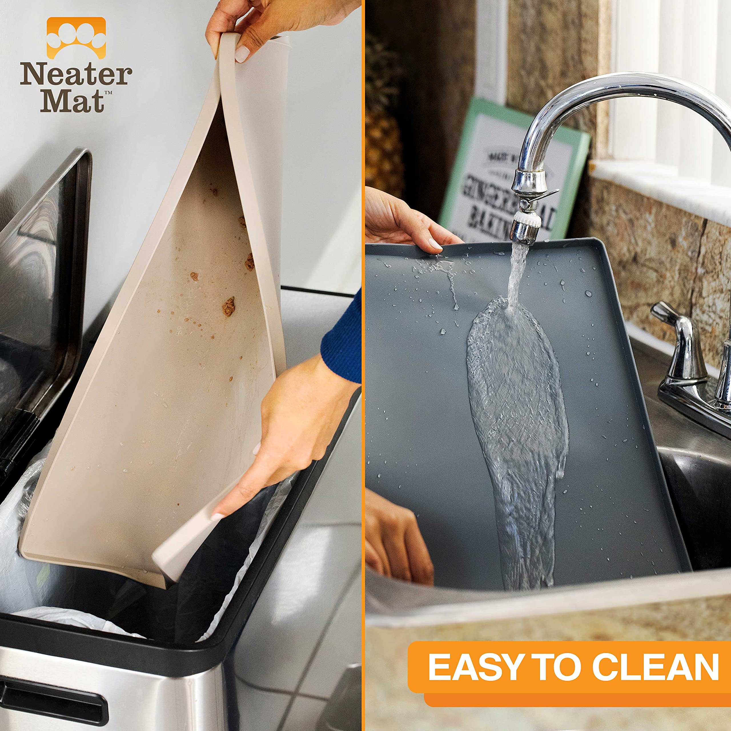 Neater Pet Brands Neater Mat Pet Mats for Food and Water, Cat & Dog Bowl Mat Waterproof Silicone, Feeding Tray, Dog Food Mats fo
