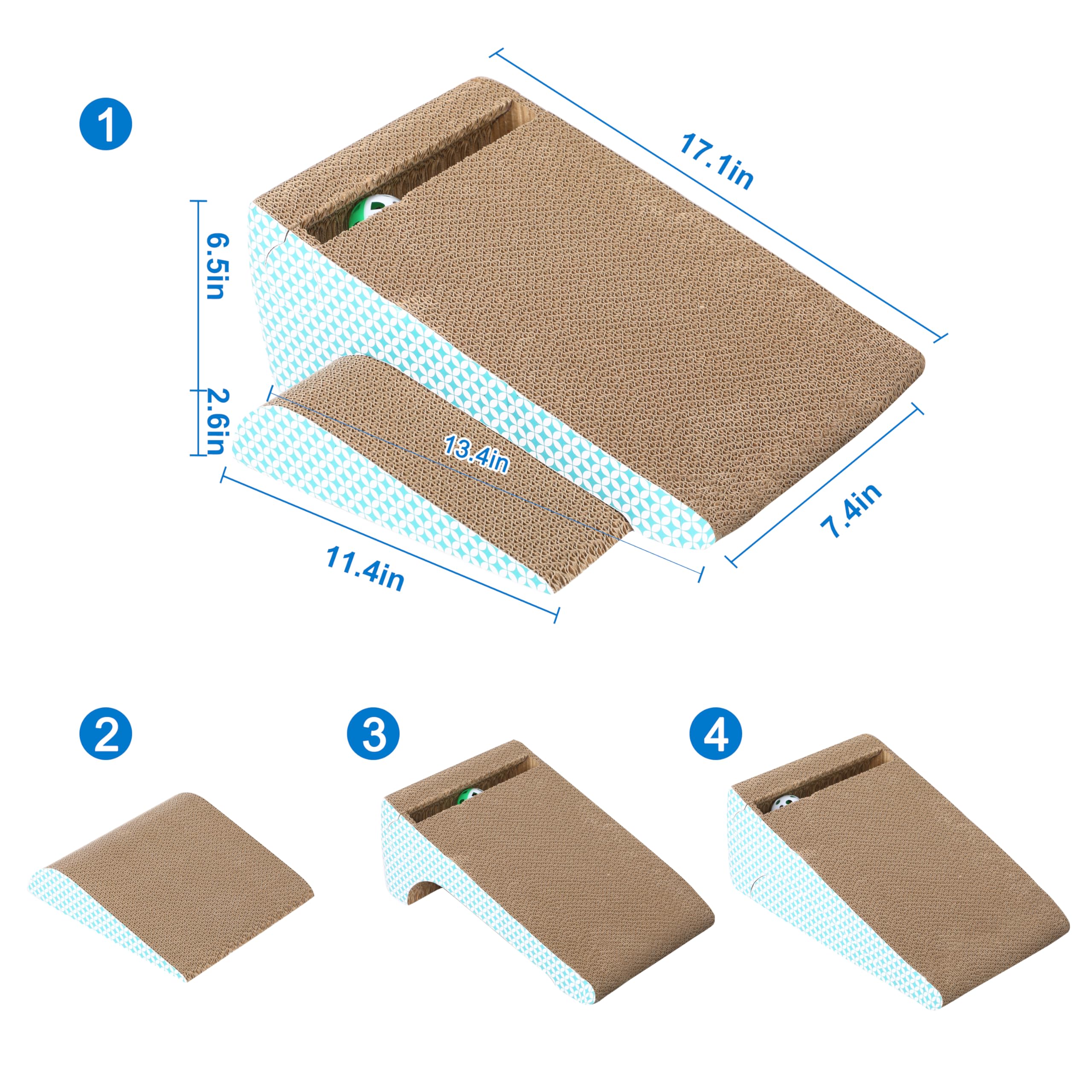 Fluffydream Slope Cut Ball Cat Scraper Combination - Durable Cat Leisure Bed - Indoor Scraper And Play House - Corrugated Toy Ca