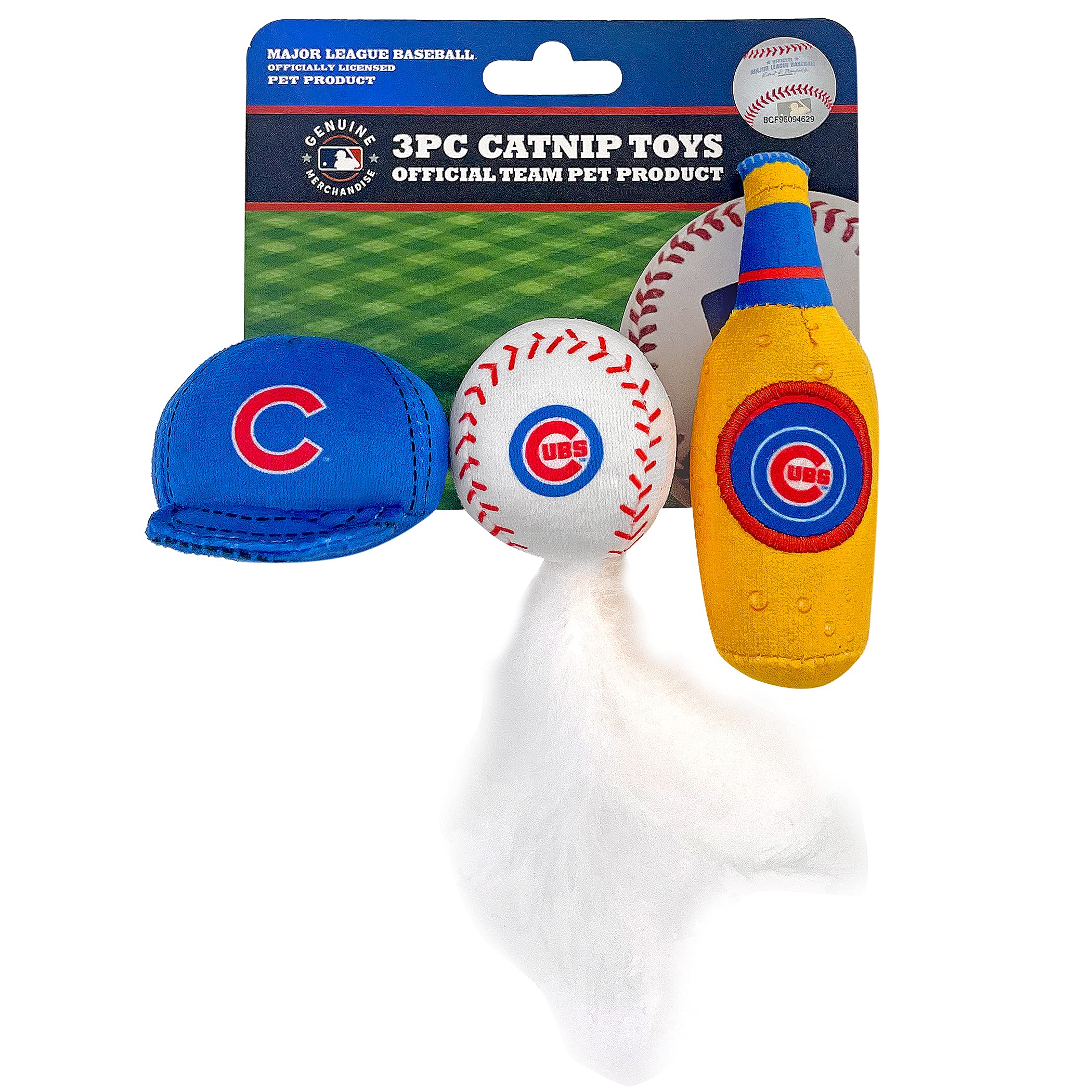 Best Plush Cat Toy: Mlb Chicago Cubs Complete Set Of 3 Piece Cat Toys Filled With Fresh Catnip. Includes: 1 Baseball Cap Cat Toy