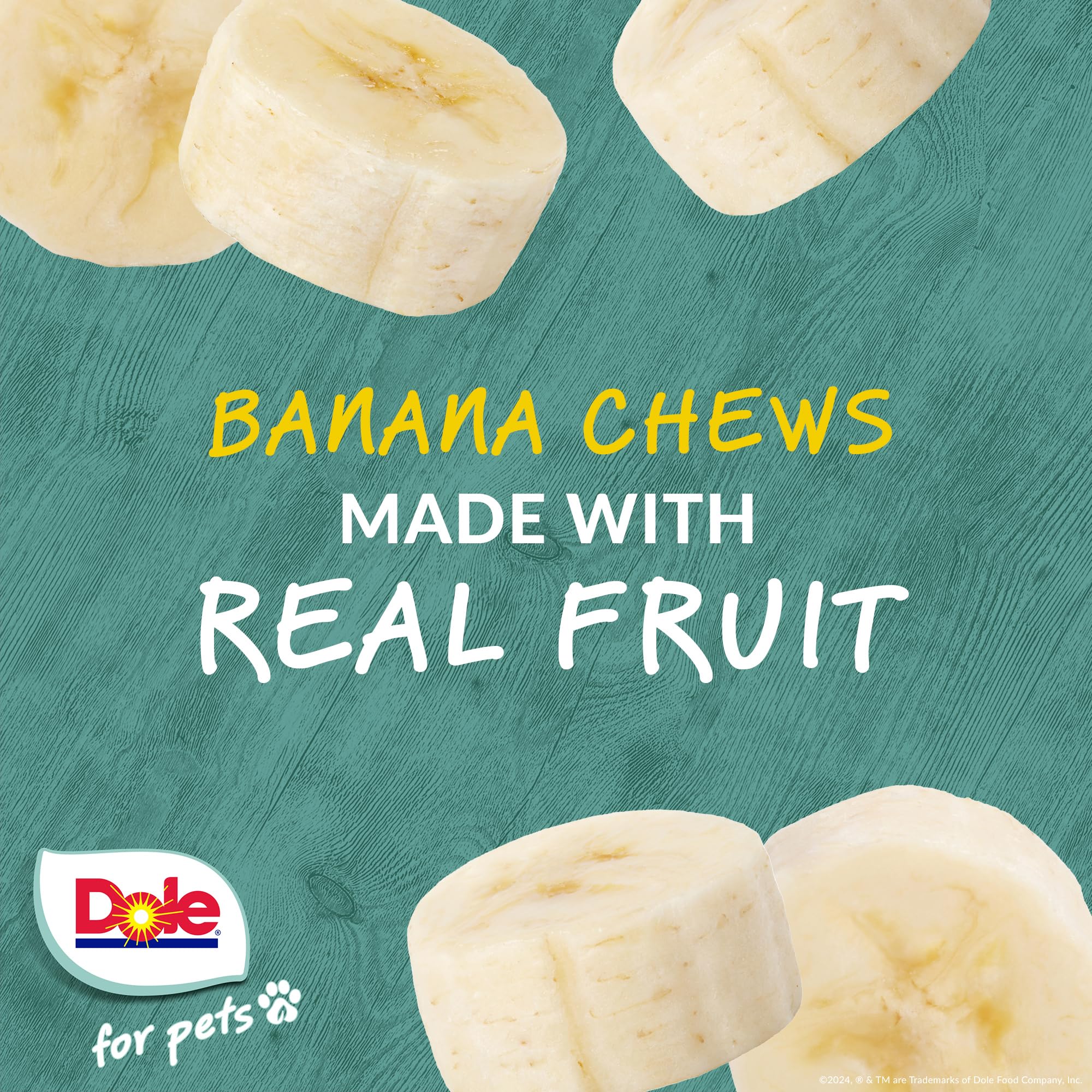 Dole Banana Flavor Dog Treats, 8oz, 5ct | Real Fruit, No Wheat, Corn, Soy, Artificial Flavors, Colors, Preservatives, or Animal