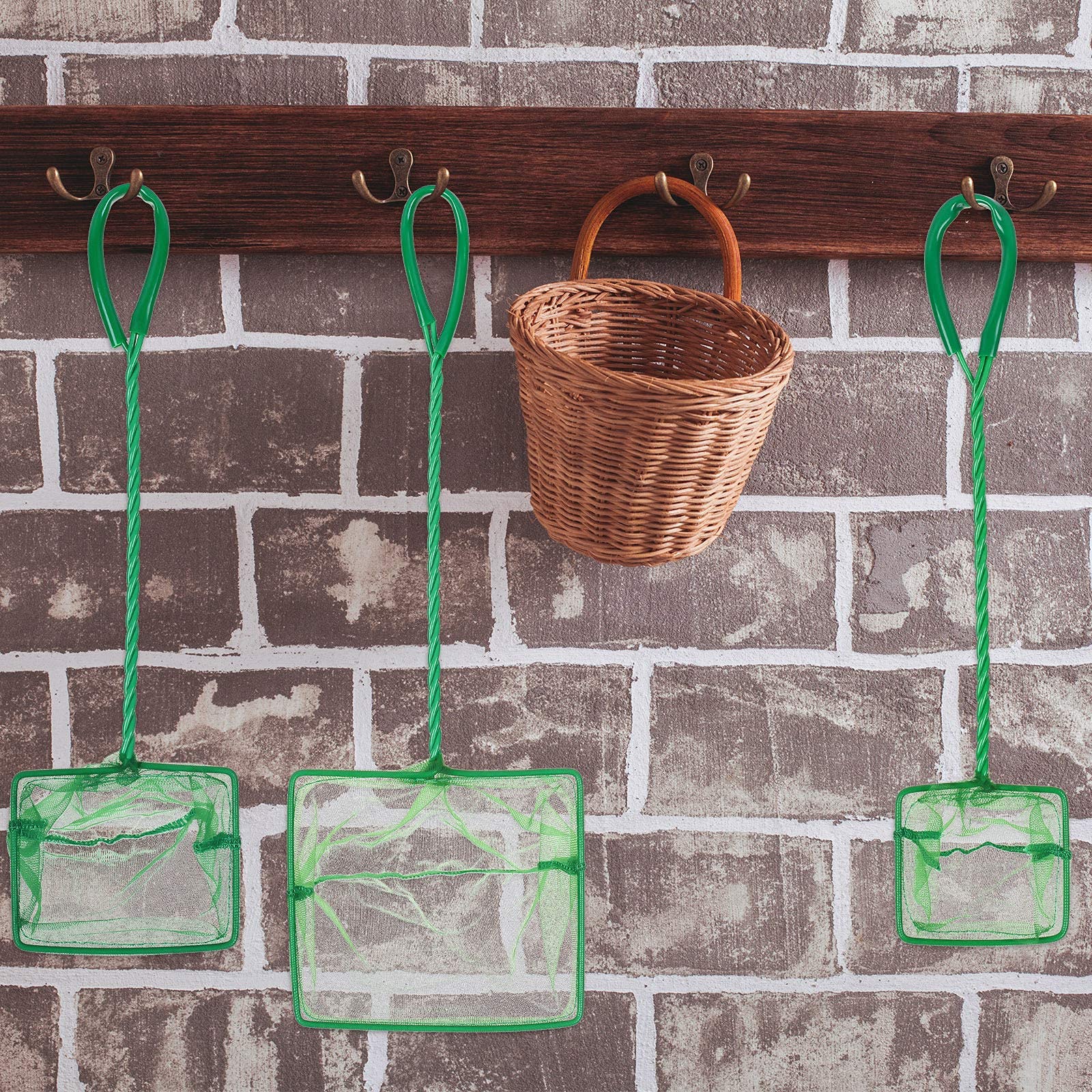 3in 4in 6in Aquarium Fish Net Fine Mesh Net Quick Catch Nets Nylon Fishing Nets with Long Plastic Handle for Fish Tank, Green