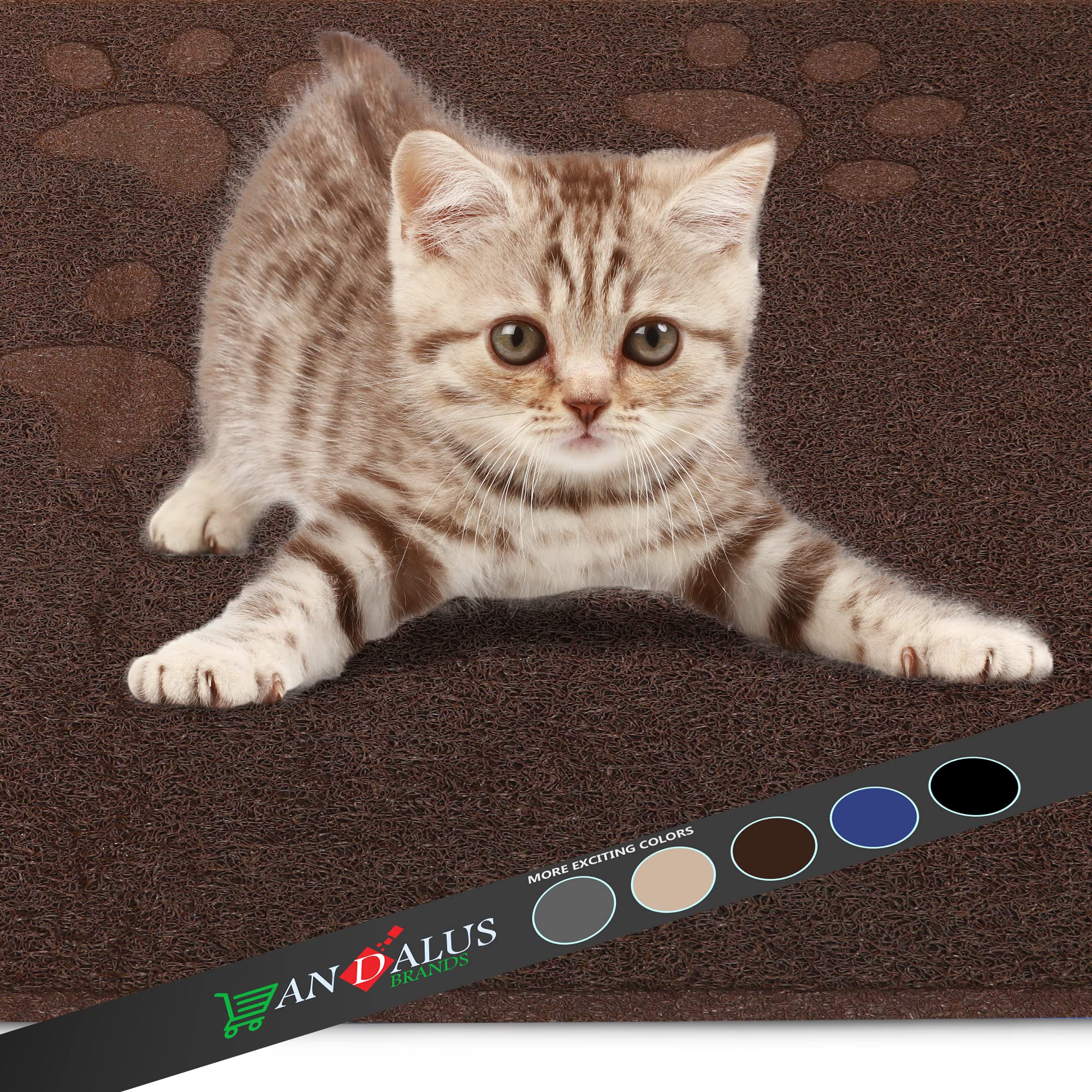 Andalus Premium Cat Litter Mat Pack Of 1-100% Waterproof With Non-Slip Backing Of Litter Box Mat - Soft On Kitty Paws & Easy To Clean Cat Mats For Litter - Brown, Small (15.75' X 11.75')