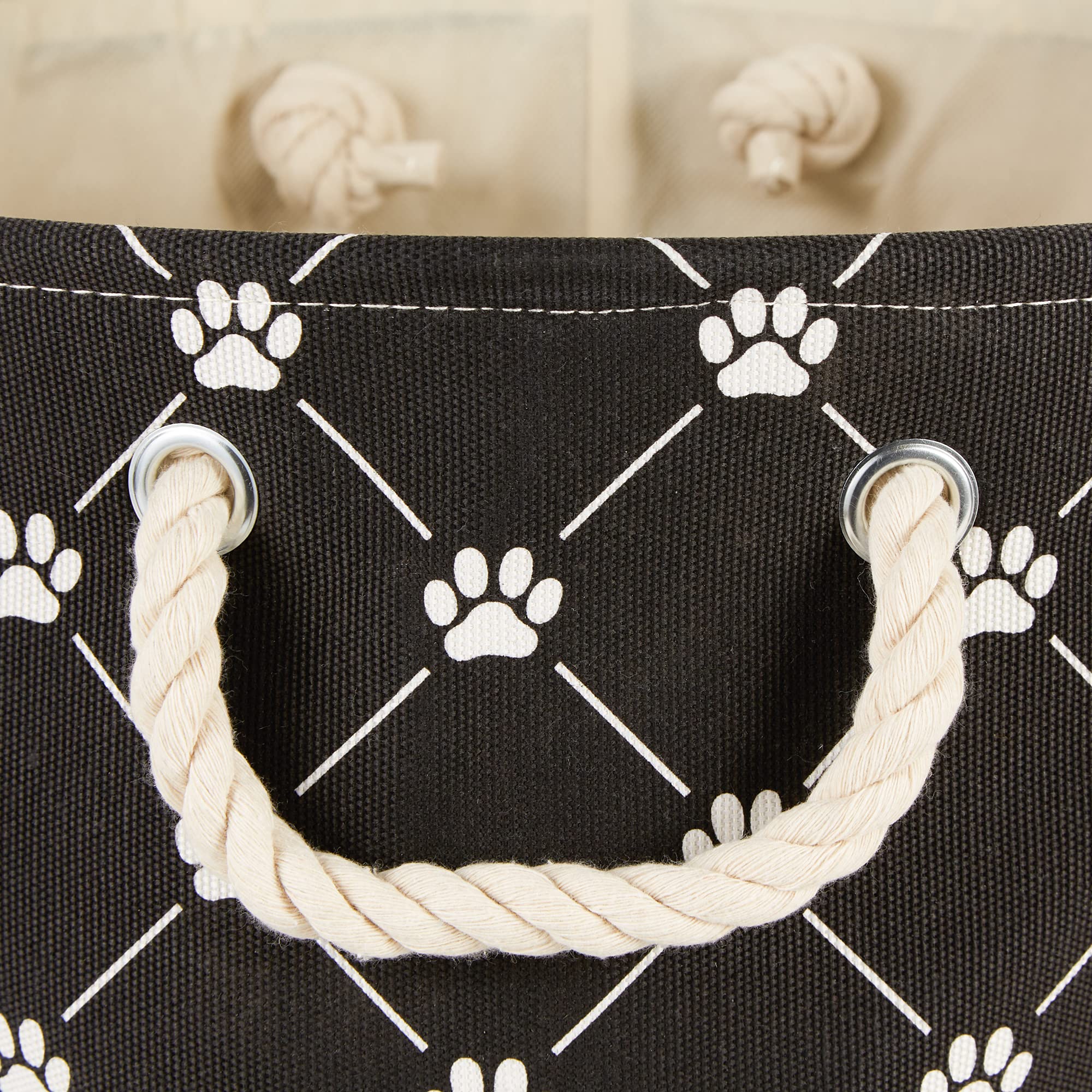 Bone Dry Pet Storage Collection Paw and Bone Print, Small Rectangle, 14x8x9, Black Trellis
