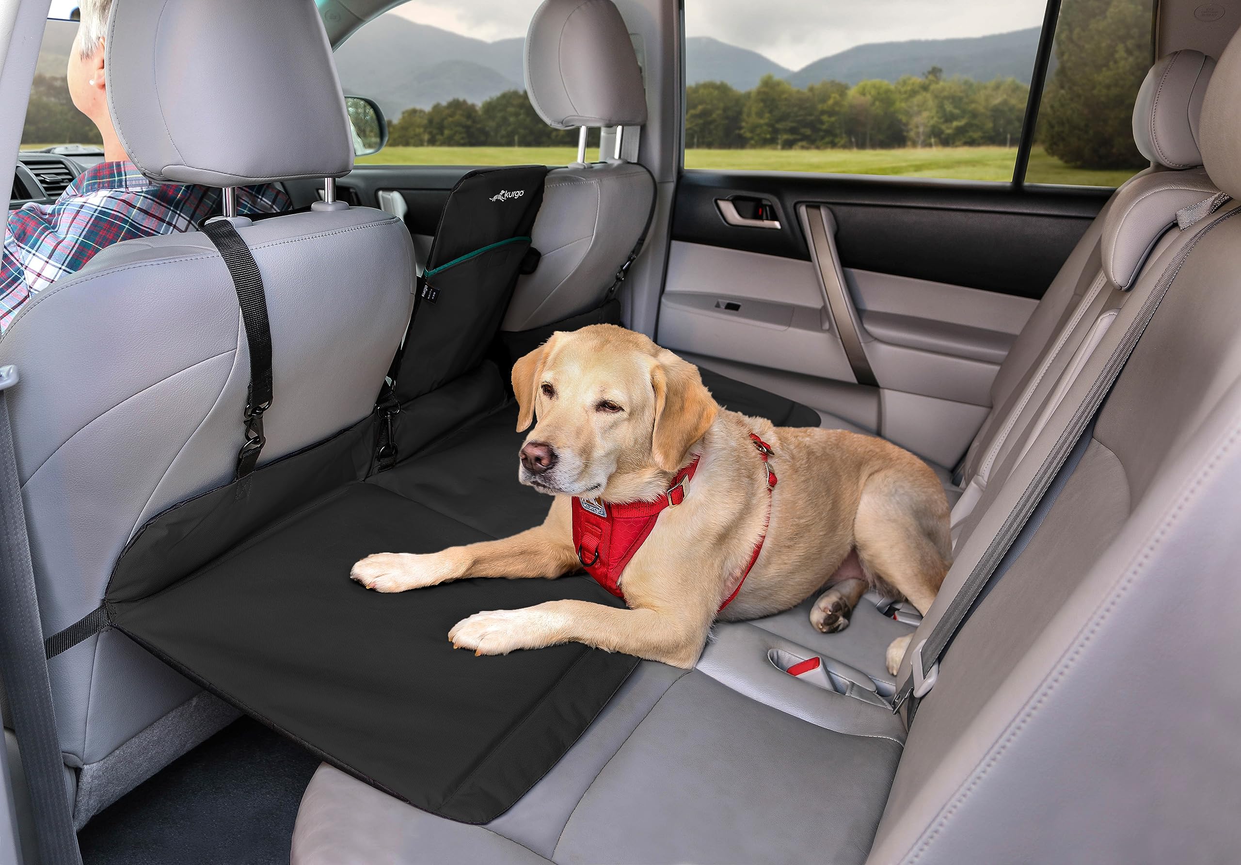 Kurgo Rover Backseat Bridge Dog Car Extender, Seat Bridge For Dogs, Padded Pet Car Barrier, Reversible, Water Resistant, Univers