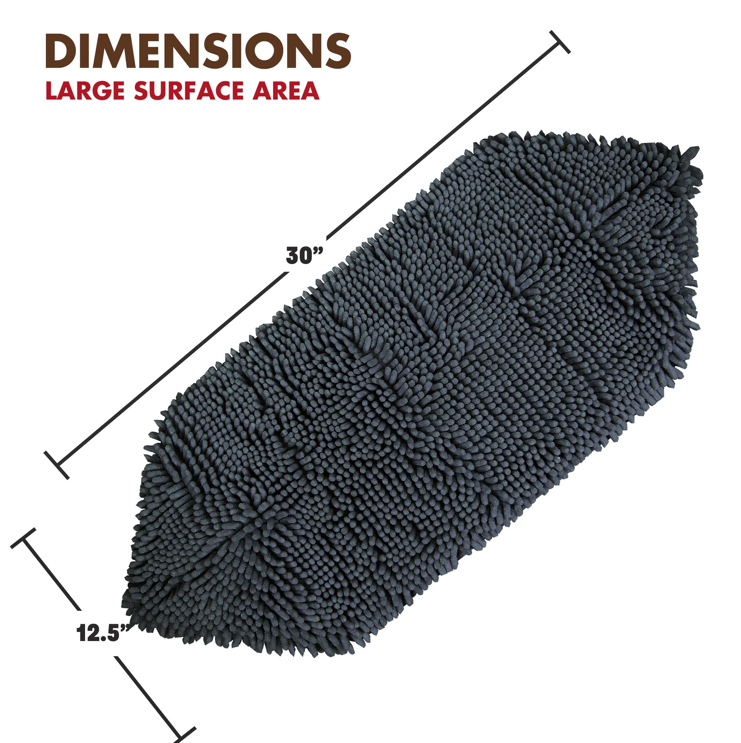 My Doggy Place Dog Towel - Super Absorbent Microfiber Towel With Hand Pockets - Dog Bathing Supplies - Quick Dry Shammy Towel - Washer And Dryer Safe - Charcoal - 30 X 12.5 In